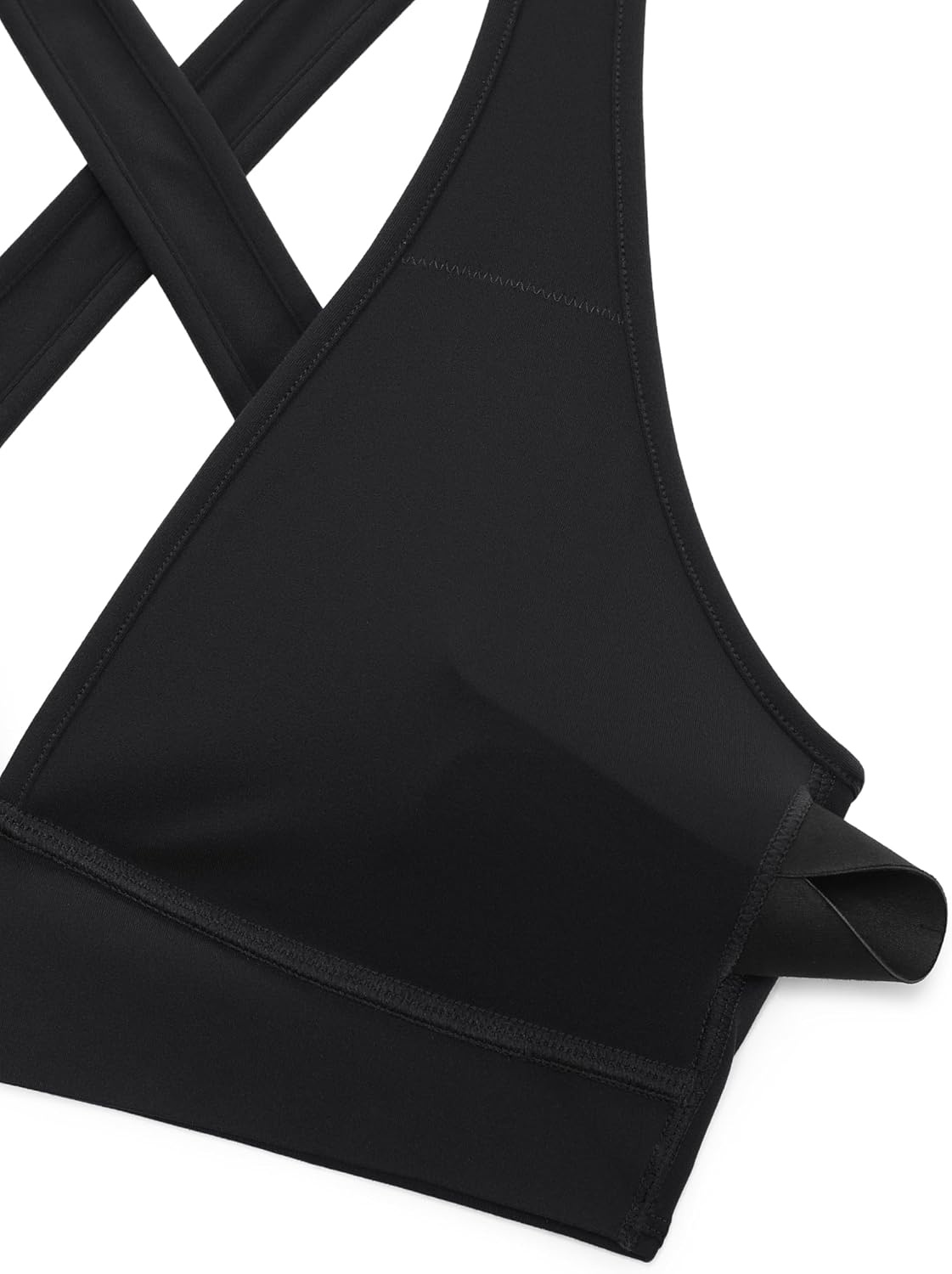 image:imageCRZ YOGA Butterlift Deep V Neck Sports Bras for Women Padded Gym Wide Straps CutOut Cross Back Crop Pilates Workout TopBlack