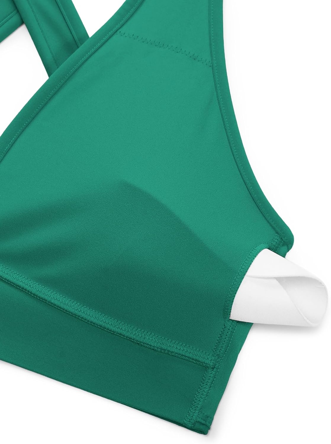 image:imageCRZ YOGA Butterlift Deep V Neck Sports Bras for Women Padded Gym Wide Straps CutOut Cross Back Crop Pilates Workout TopCascadia Green