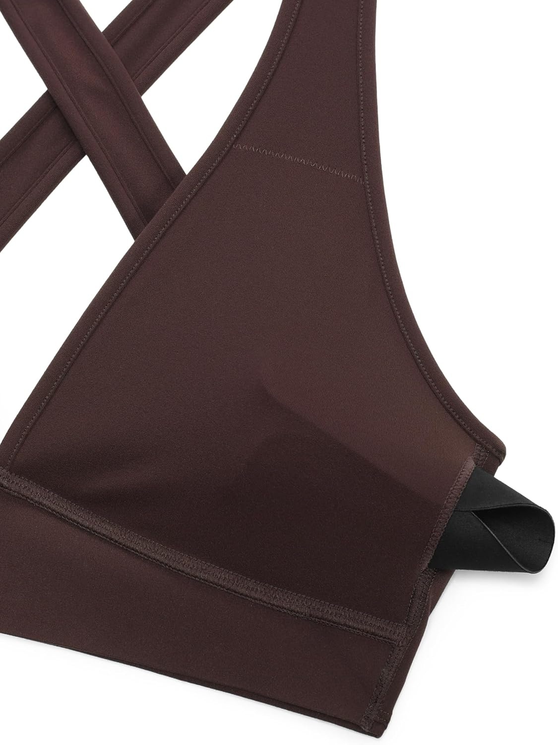 image:imageCRZ YOGA Butterlift Deep V Neck Sports Bras for Women Padded Gym Wide Straps CutOut Cross Back Crop Pilates Workout TopHot Fudge Brown