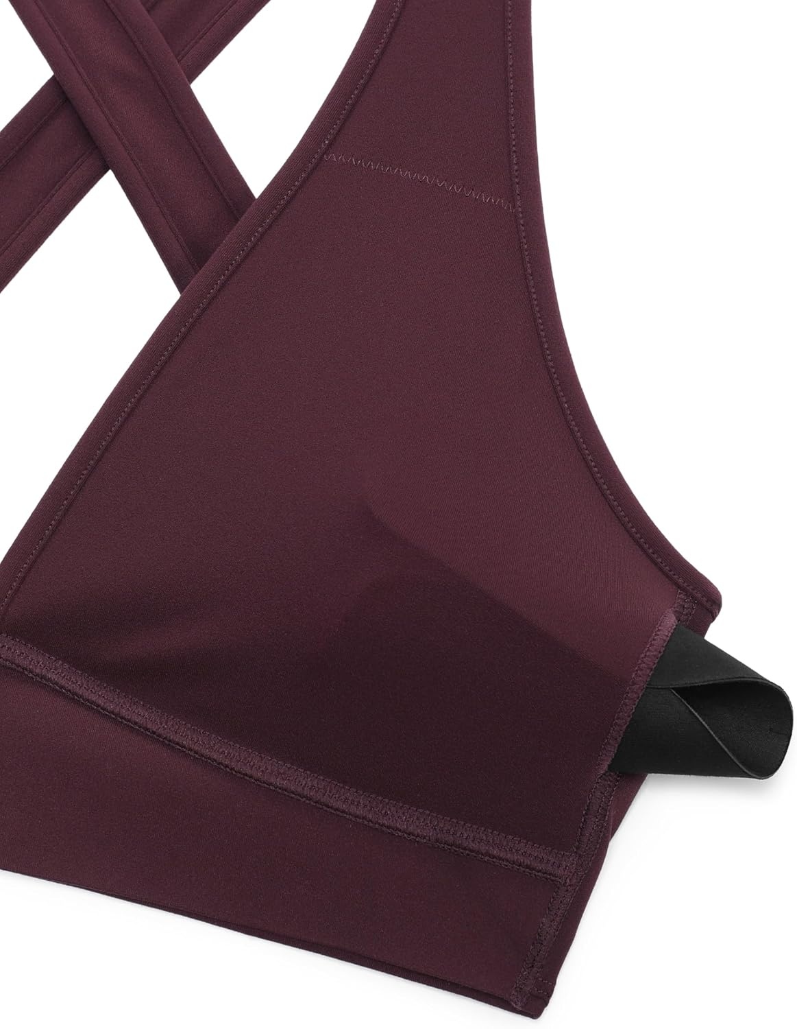 image:imageCRZ YOGA Butterlift Deep V Neck Sports Bras for Women Padded Gym Wide Straps CutOut Cross Back Crop Pilates Workout TopRipe Plum
