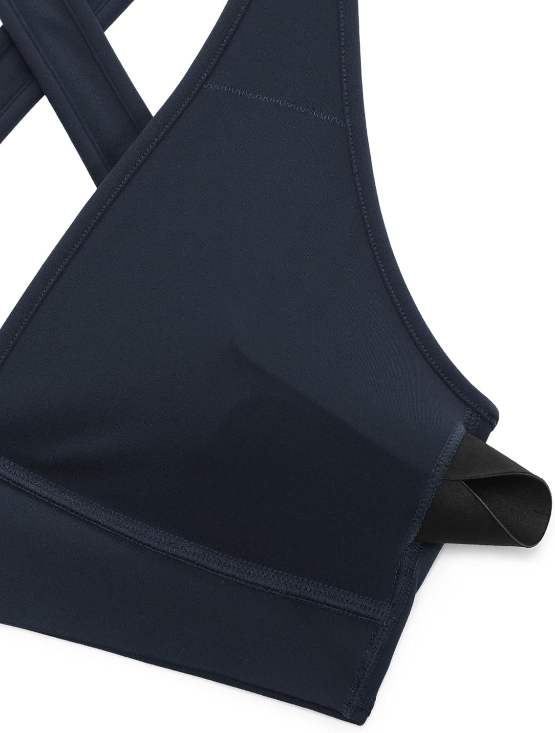 image:imageCRZ YOGA Butterlift Deep V Neck Sports Bras for Women Padded Gym Wide Straps CutOut Cross Back Crop Pilates Workout TopTrue Navy