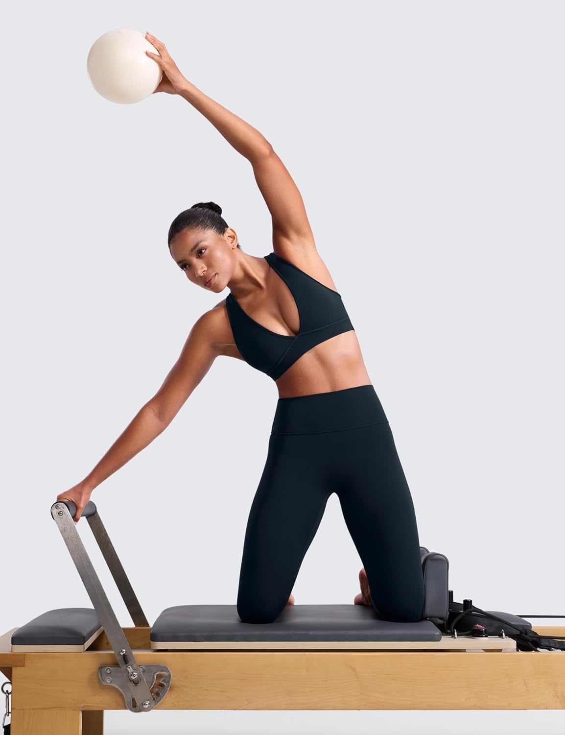 image:imageCRZ YOGA Butterlift Deep V Neck Sports Bras for Women Padded Gym Wide Straps CutOut Cross Back Crop Pilates Workout TopTrue Navy
