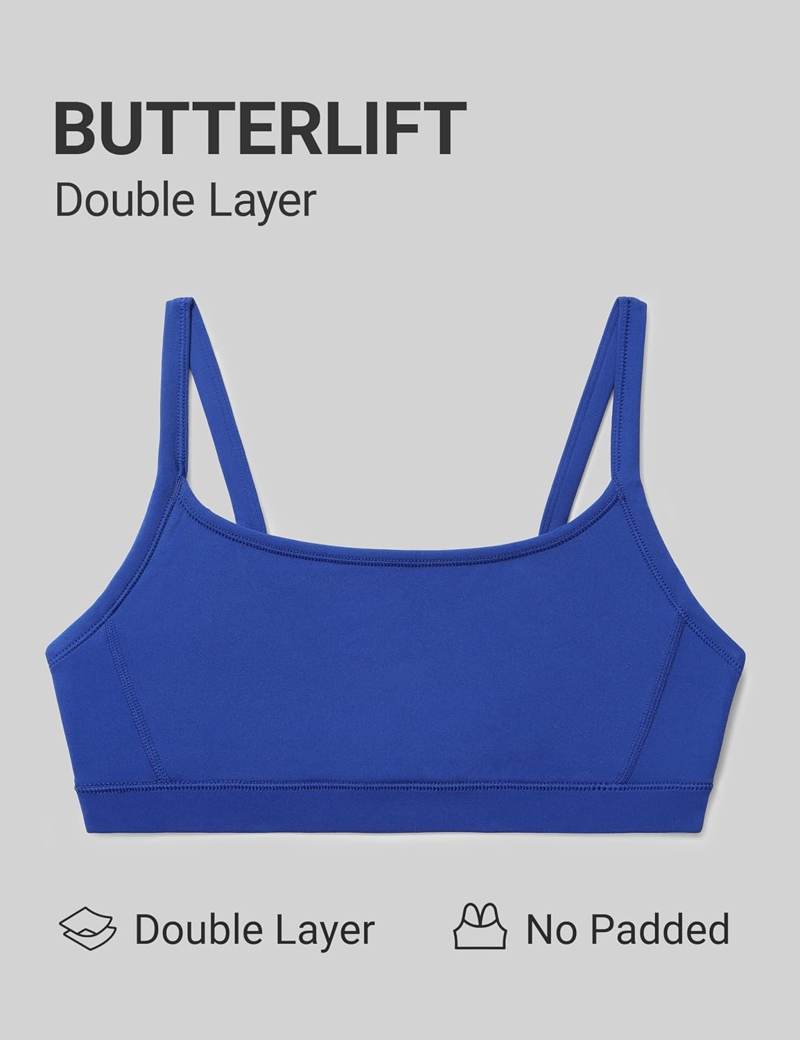 image:imageCRZ YOGA Butterlift Double Lined Scoop Neck Sports Bras for Women Spaghetti Straps U Back Yoga Top Non PaddedWaves Blue