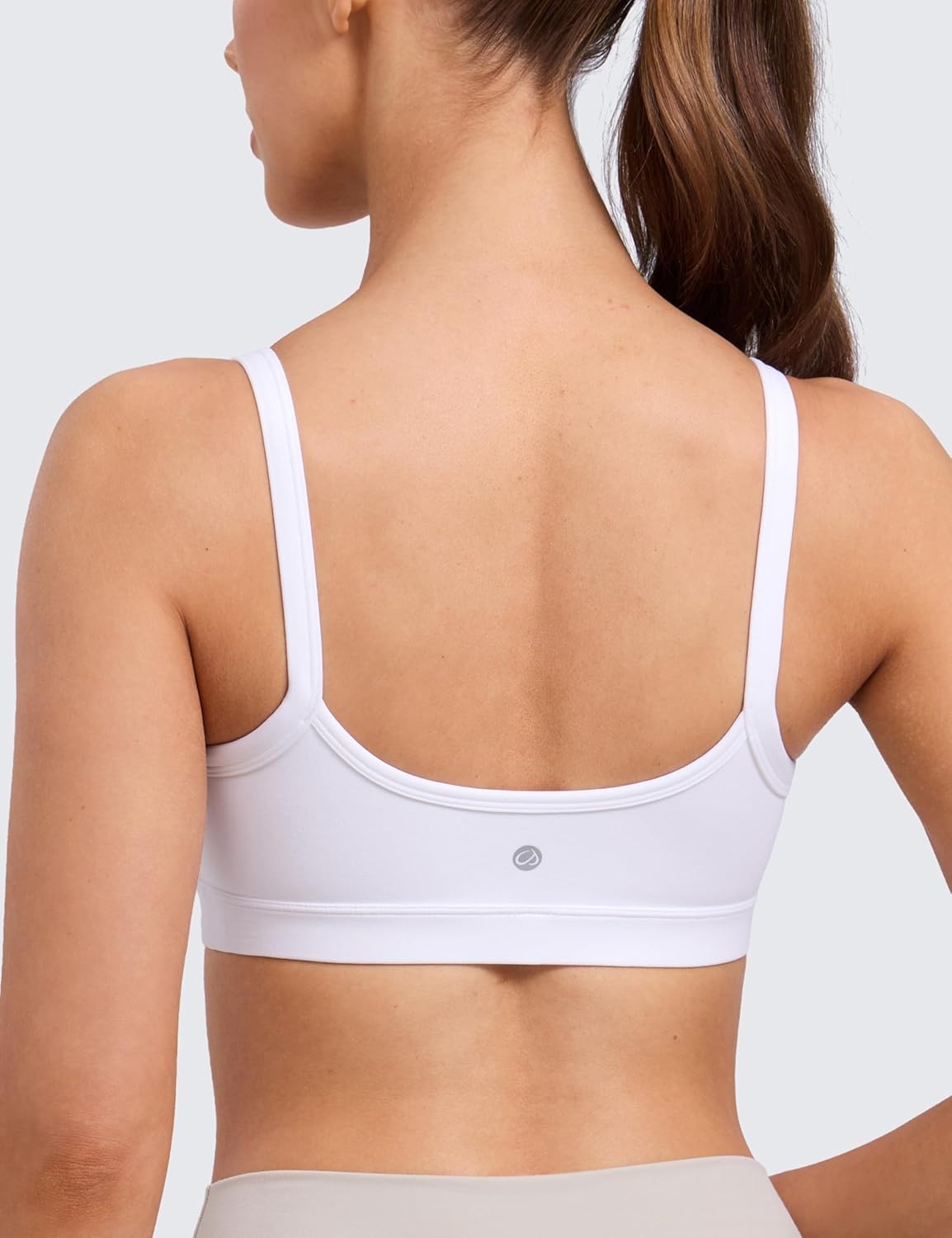 image:imageCRZ YOGA Butterlift Double Lined Scoop Neck Sports Bras for Women Spaghetti Straps U Back Yoga Top Non PaddedWhite