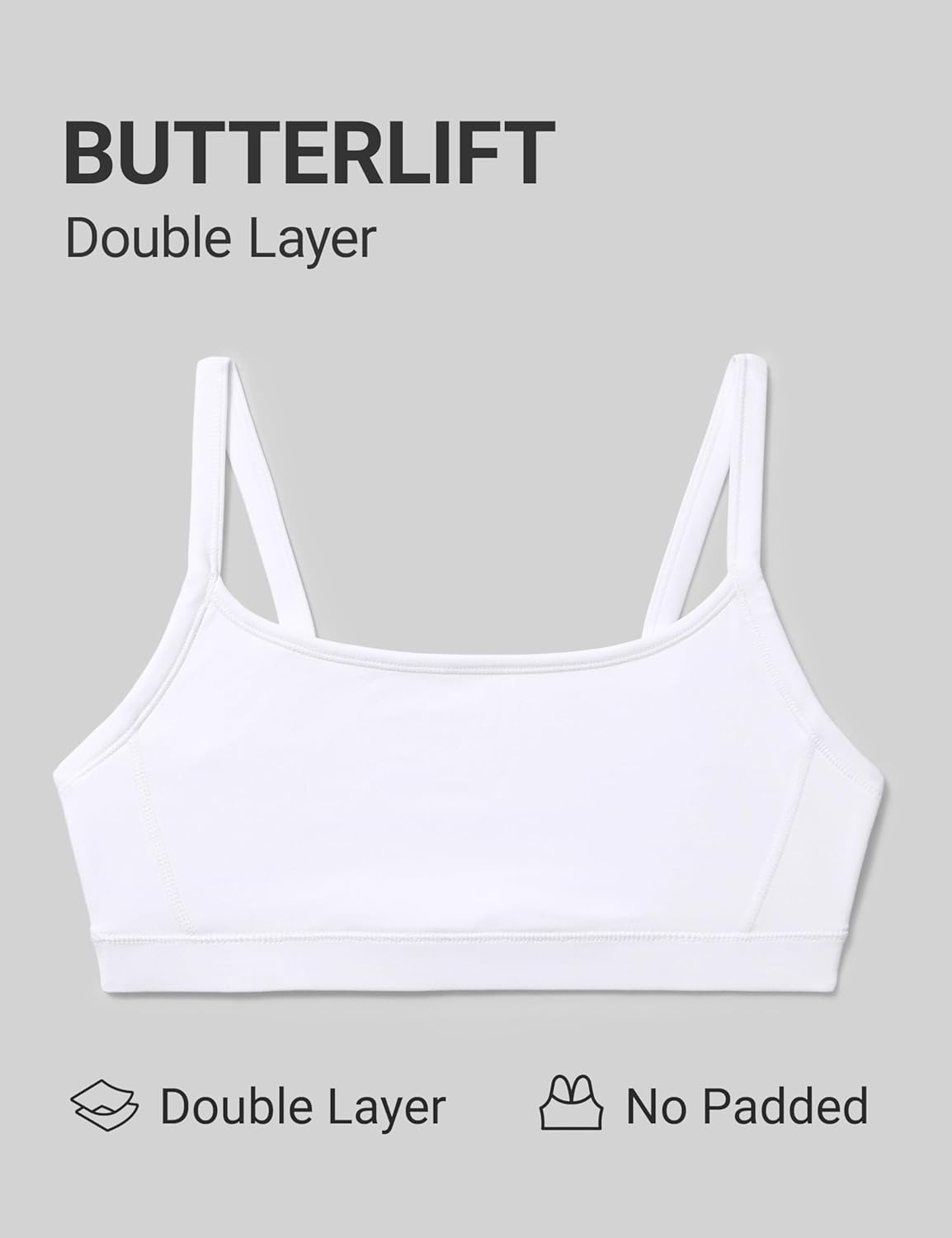 image:imageCRZ YOGA Butterlift Double Lined Scoop Neck Sports Bras for Women Spaghetti Straps U Back Yoga Top Non PaddedWhite