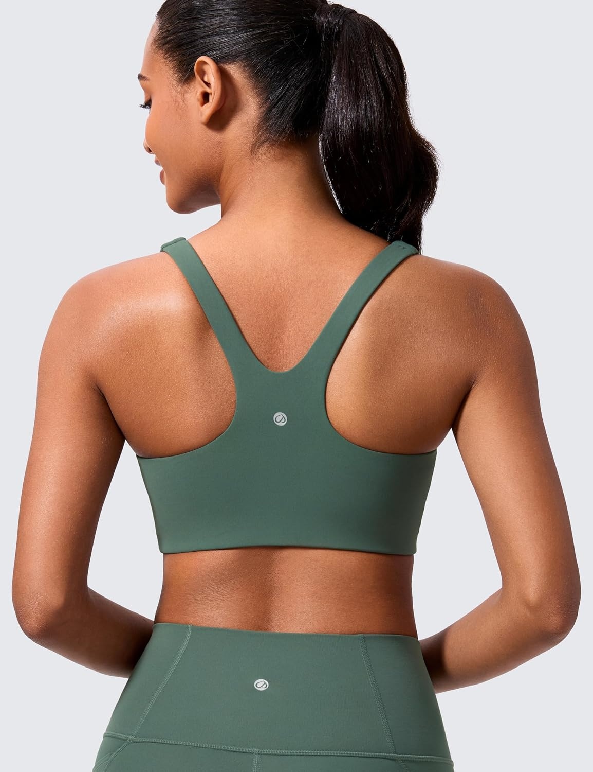 image:imageCRZ YOGA Butterlift Double Lined Square Neck Sports Bras for Women Wireless VShaped Racerback Workout Yoga Top Non PaddedDark Forest Green