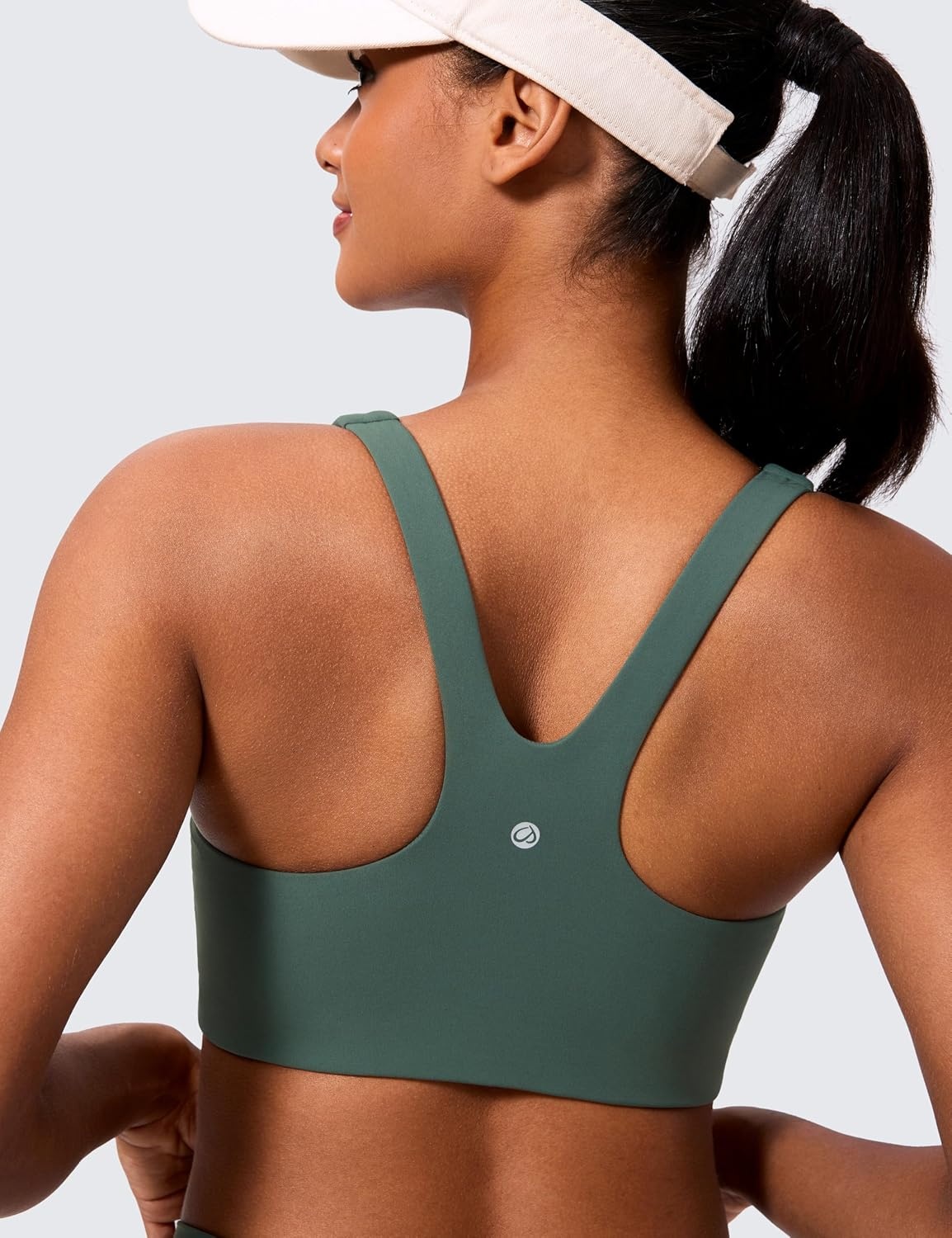 image:imageCRZ YOGA Butterlift Double Lined Square Neck Sports Bras for Women Wireless VShaped Racerback Workout Yoga Top Non PaddedDark Forest Green