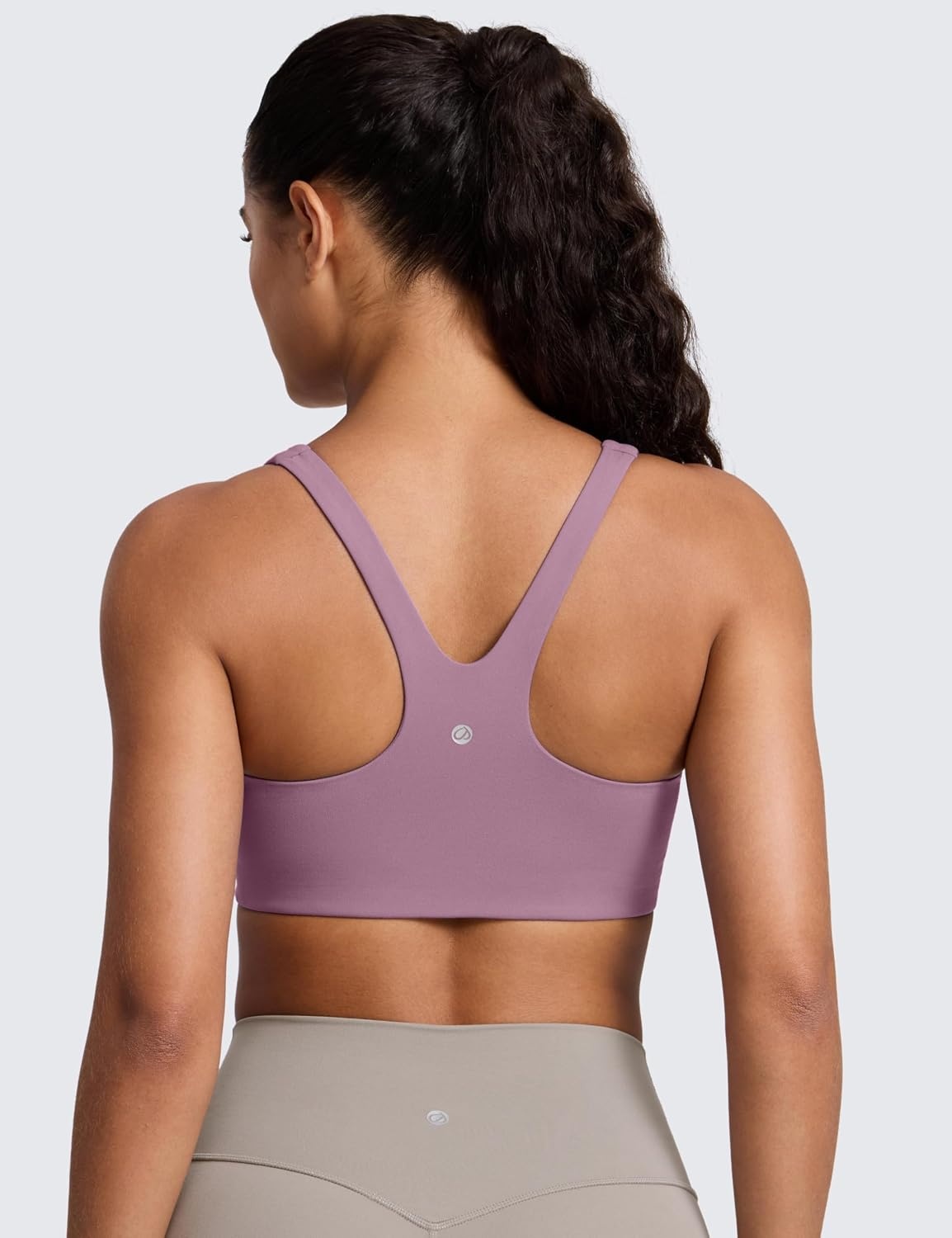 image:imageCRZ YOGA Butterlift Double Lined Square Neck Sports Bras for Women Wireless VShaped Racerback Workout Yoga Top Non PaddedLight Lavender