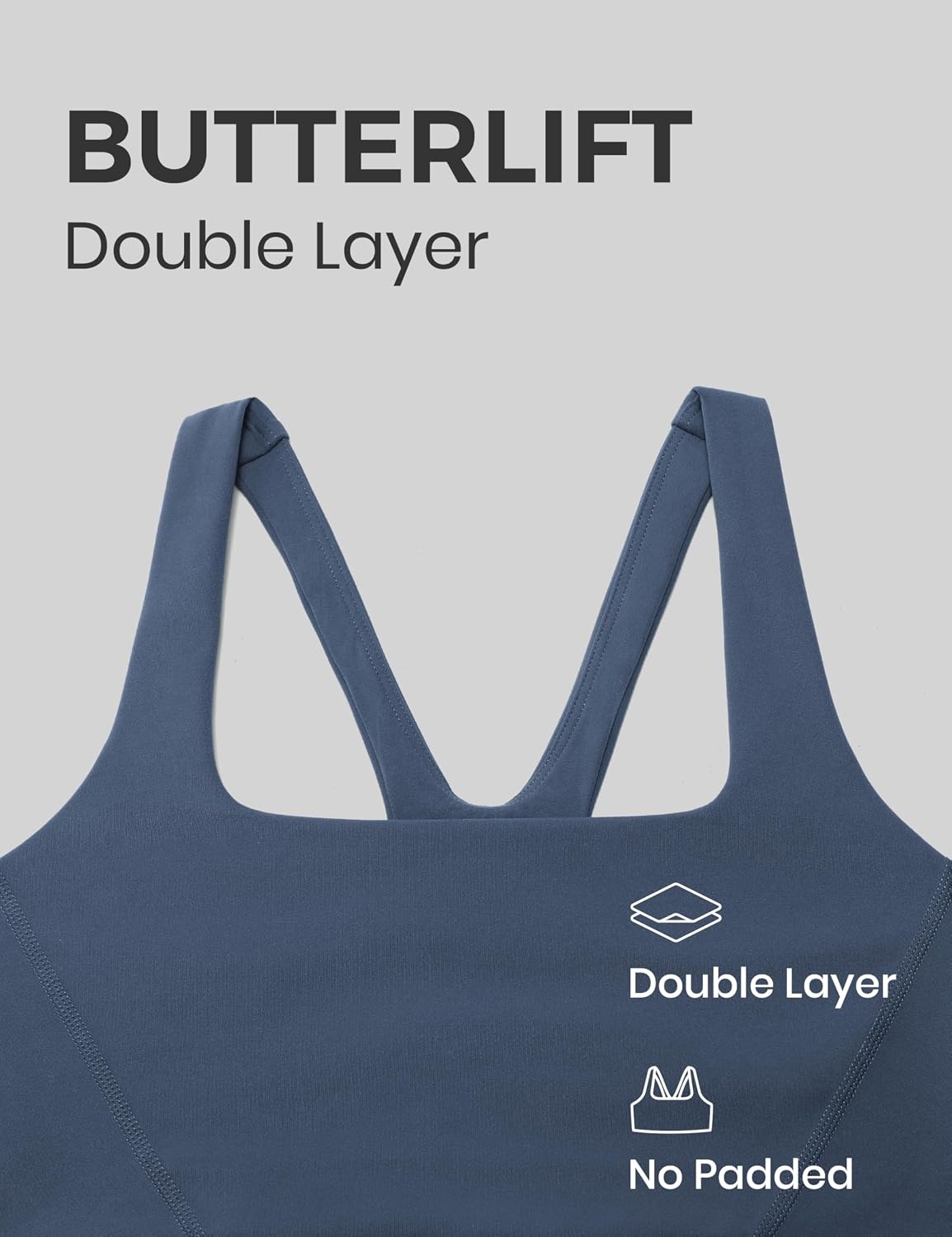 image:imageCRZ YOGA Butterlift Double Lined Square Neck Sports Bras for Women Wireless VShaped Racerback Workout Yoga Top Non PaddedStelindigo