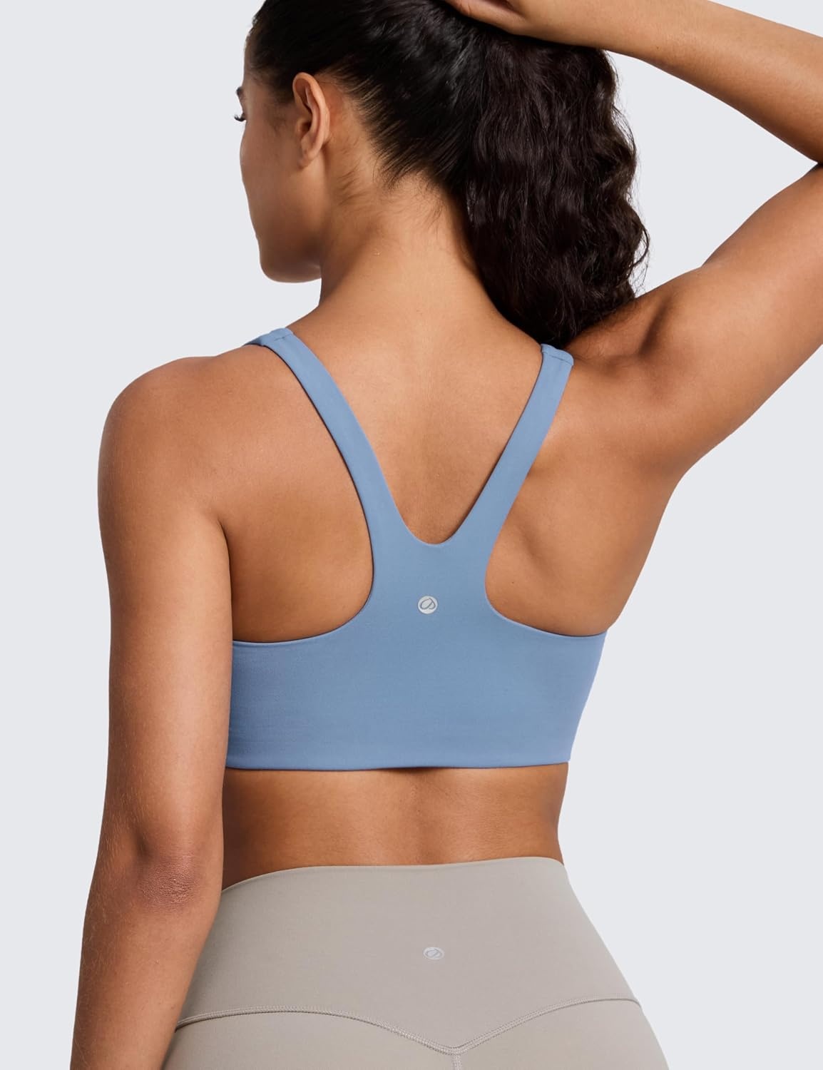 image:imageCRZ YOGA Butterlift Double Lined Square Neck Sports Bras for Women Wireless VShaped Racerback Workout Yoga Top Non PaddedWashed Denim