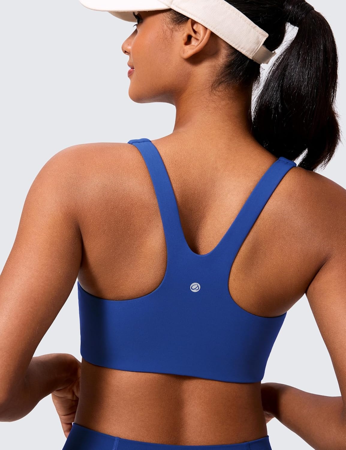 image:imageCRZ YOGA Butterlift Double Lined Square Neck Sports Bras for Women Wireless VShaped Racerback Workout Yoga Top Non PaddedWaves Blue