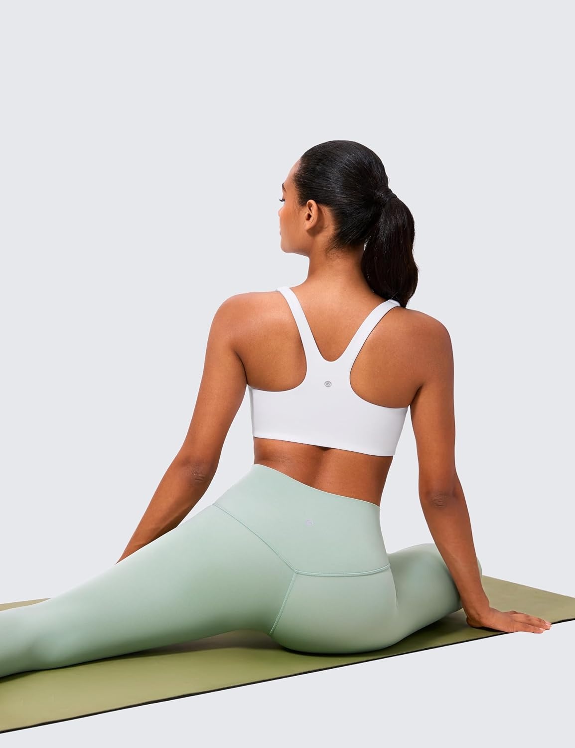 image:imageCRZ YOGA Butterlift Double Lined Square Neck Sports Bras for Women Wireless VShaped Racerback Workout Yoga Top Non PaddedWhite