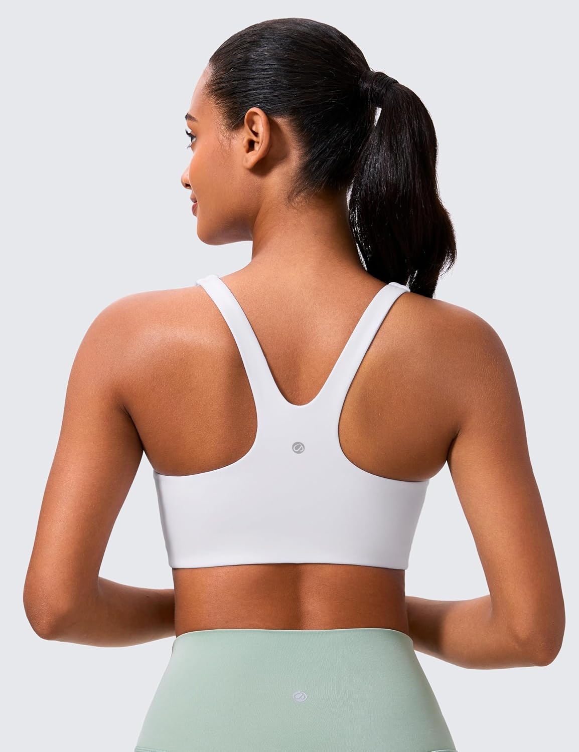 image:imageCRZ YOGA Butterlift Double Lined Square Neck Sports Bras for Women Wireless VShaped Racerback Workout Yoga Top Non PaddedWhite