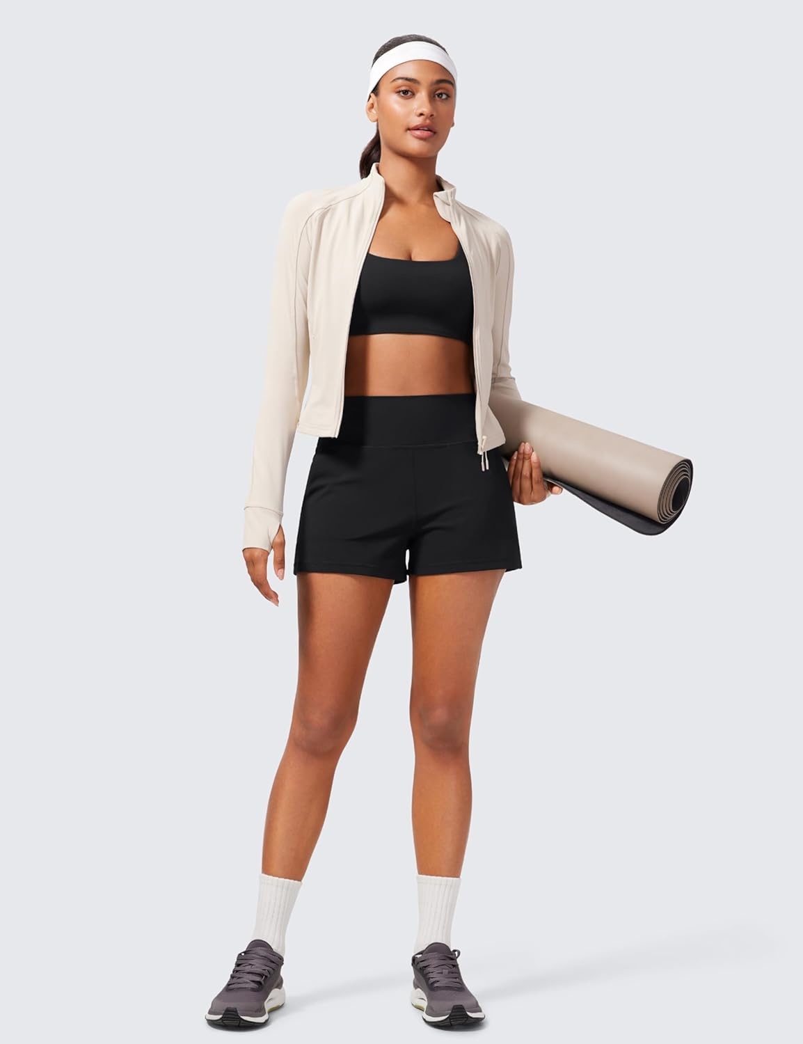 image:imageCRZ YOGA Butterlift Linerless Shorts for Women 3 High Waisted Comfy Yoga Casual Lounge Workout with PocketsBlack