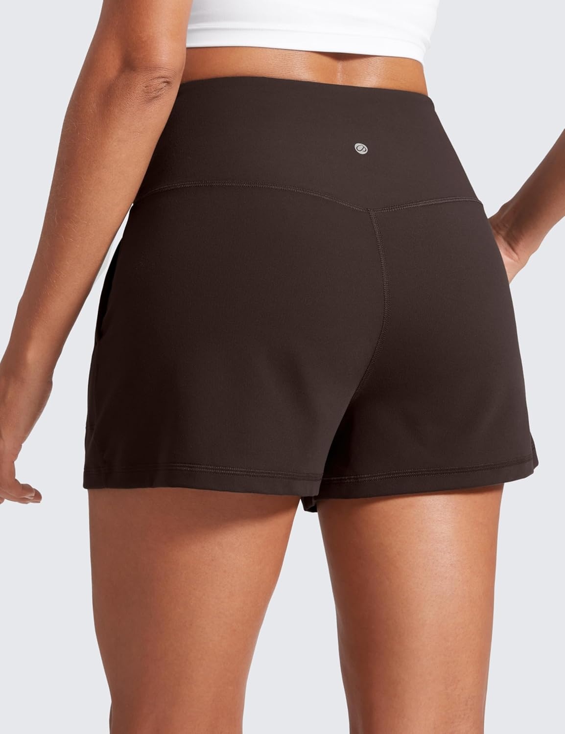 image:imageCRZ YOGA Butterlift Linerless Shorts for Women 3 High Waisted Comfy Yoga Casual Lounge Workout with PocketsHot Fudge Brown