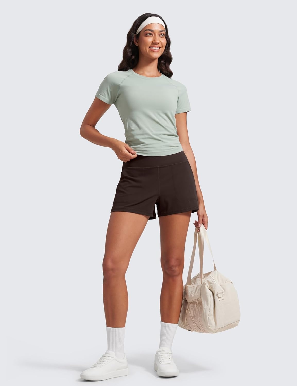 image:imageCRZ YOGA Butterlift Linerless Shorts for Women 3 High Waisted Comfy Yoga Casual Lounge Workout with PocketsHot Fudge Brown