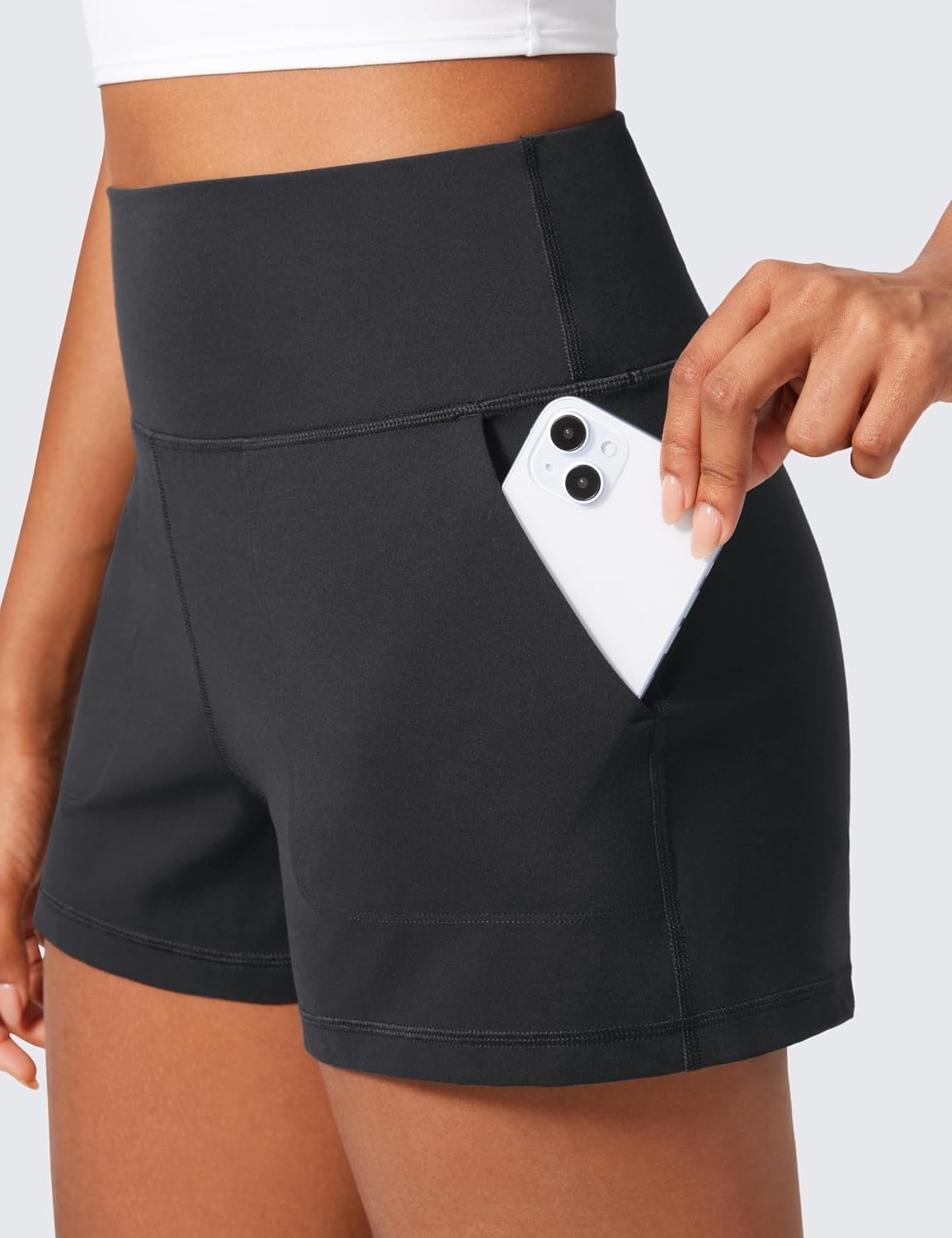 image:imageCRZ YOGA Butterlift Linerless Shorts for Women 3 High Waisted Comfy Yoga Casual Lounge Workout with PocketsMysterious Grey