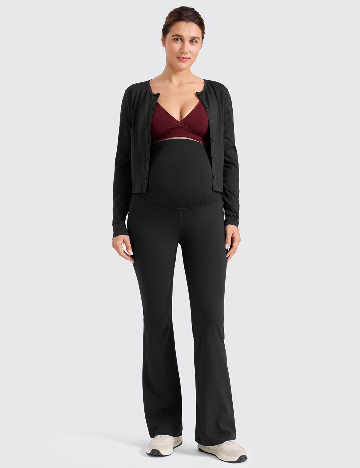 image:imageCRZ YOGA Butterlift Maternity Flare Leggings 31 Workout Yoga Lounge Bootcut Pregnancy Womens Pants Over The BellyBlack