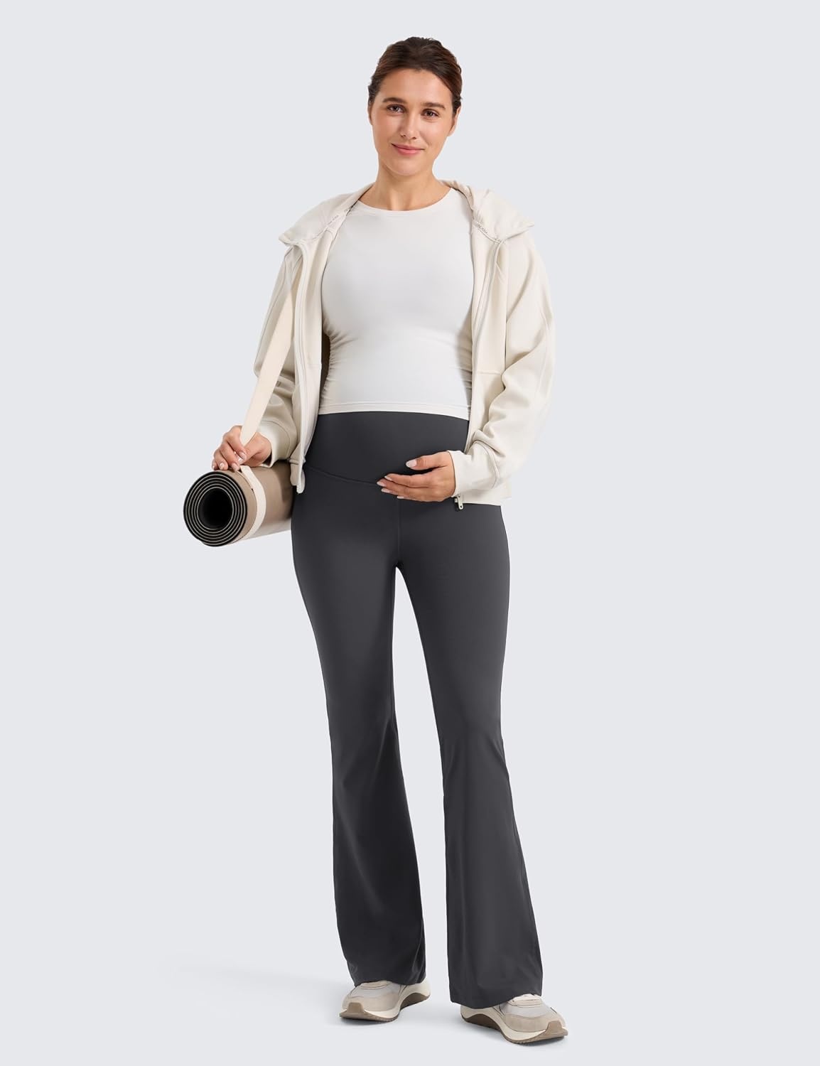 image:imageCRZ YOGA Butterlift Maternity Flare Leggings 31 Workout Yoga Lounge Bootcut Pregnancy Womens Pants Over The BellyMysterious Grey