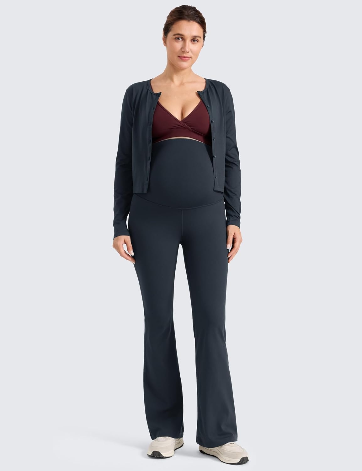 image:imageCRZ YOGA Butterlift Maternity Flare Leggings 31 Workout Yoga Lounge Bootcut Pregnancy Womens Pants Over The BellyTrue Navy