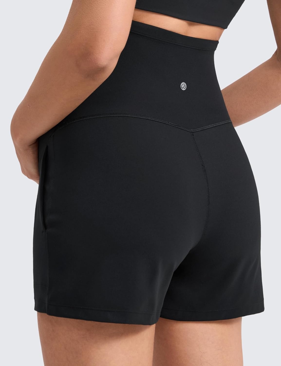 image:imageCRZ YOGA Butterlift Maternity Linerless Shorts 4 Pockets Comfy Yoga Casual Workout Womens Pregnancy Over The BellyBlack