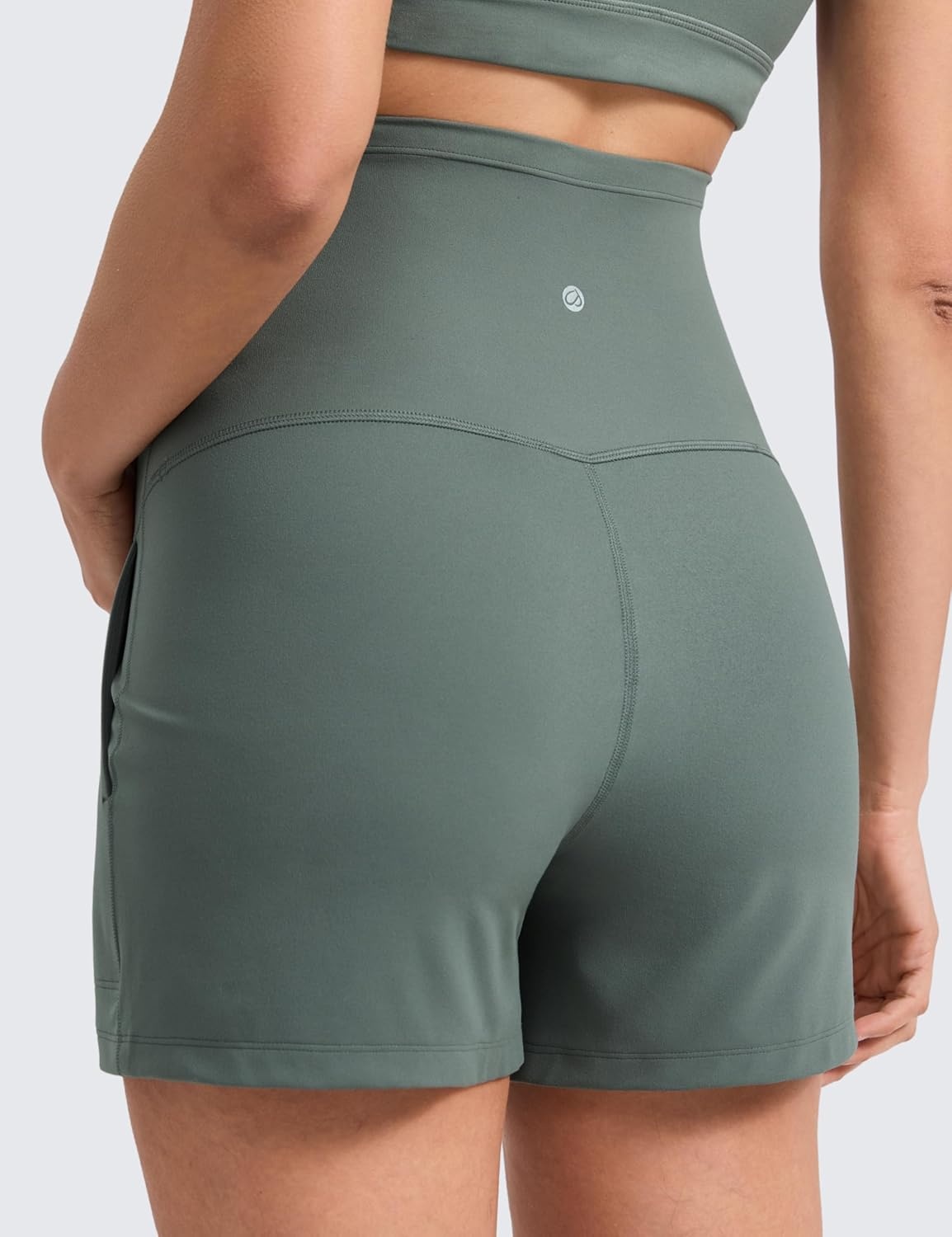 image:imageCRZ YOGA Butterlift Maternity Linerless Shorts 4 Pockets Comfy Yoga Casual Workout Womens Pregnancy Over The BellyGrey Sage