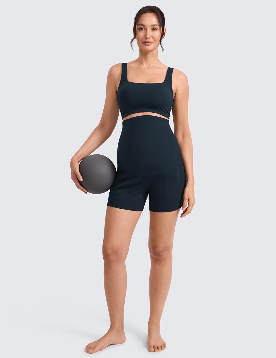 image:imageCRZ YOGA Butterlift Maternity Linerless Shorts 4 Pockets Comfy Yoga Casual Workout Womens Pregnancy Over The BellyTrue Navy