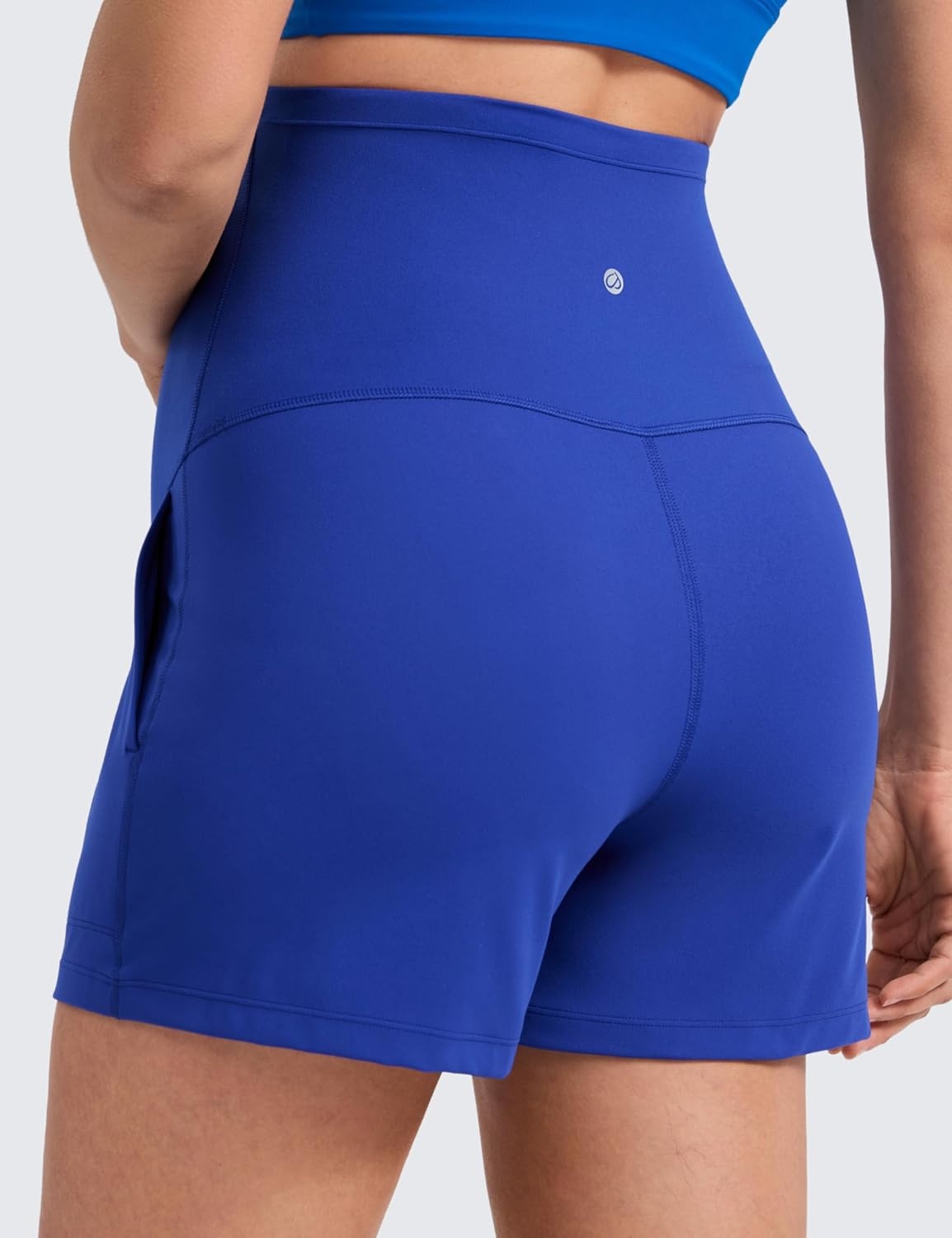 image:imageCRZ YOGA Butterlift Maternity Linerless Shorts 4 Pockets Comfy Yoga Casual Workout Womens Pregnancy Over The BellyWaves Blue