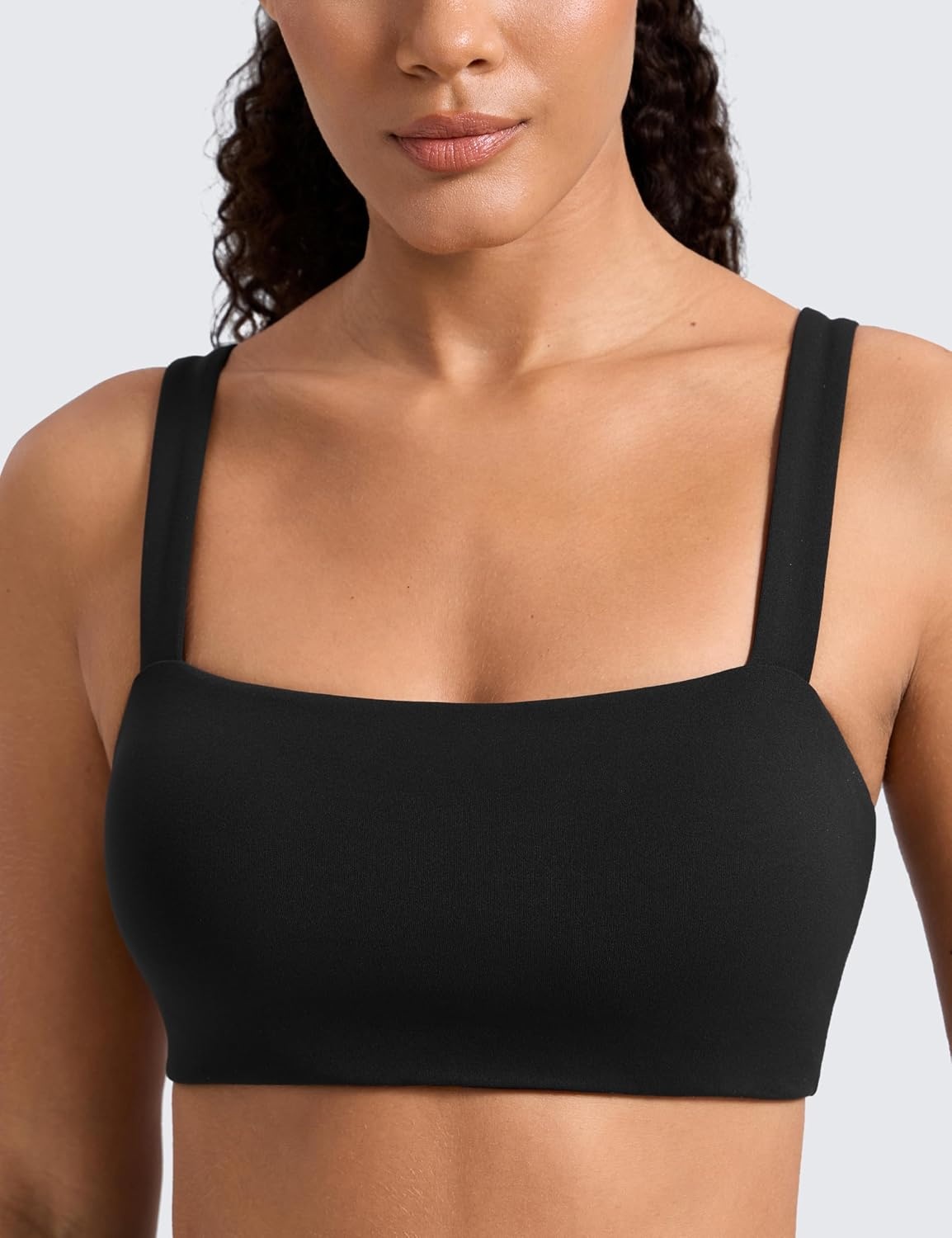 image:imageCRZ YOGA Butterlift Minimal Square Sports Bras for Women Padded Supportive Wide Straps Yoga Workout TopBlack