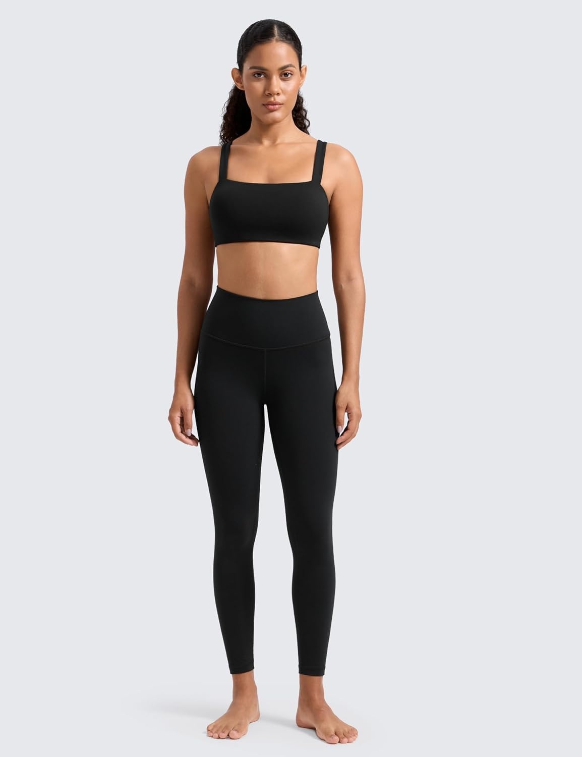 image:imageCRZ YOGA Butterlift Minimal Square Sports Bras for Women Padded Supportive Wide Straps Yoga Workout TopBlack