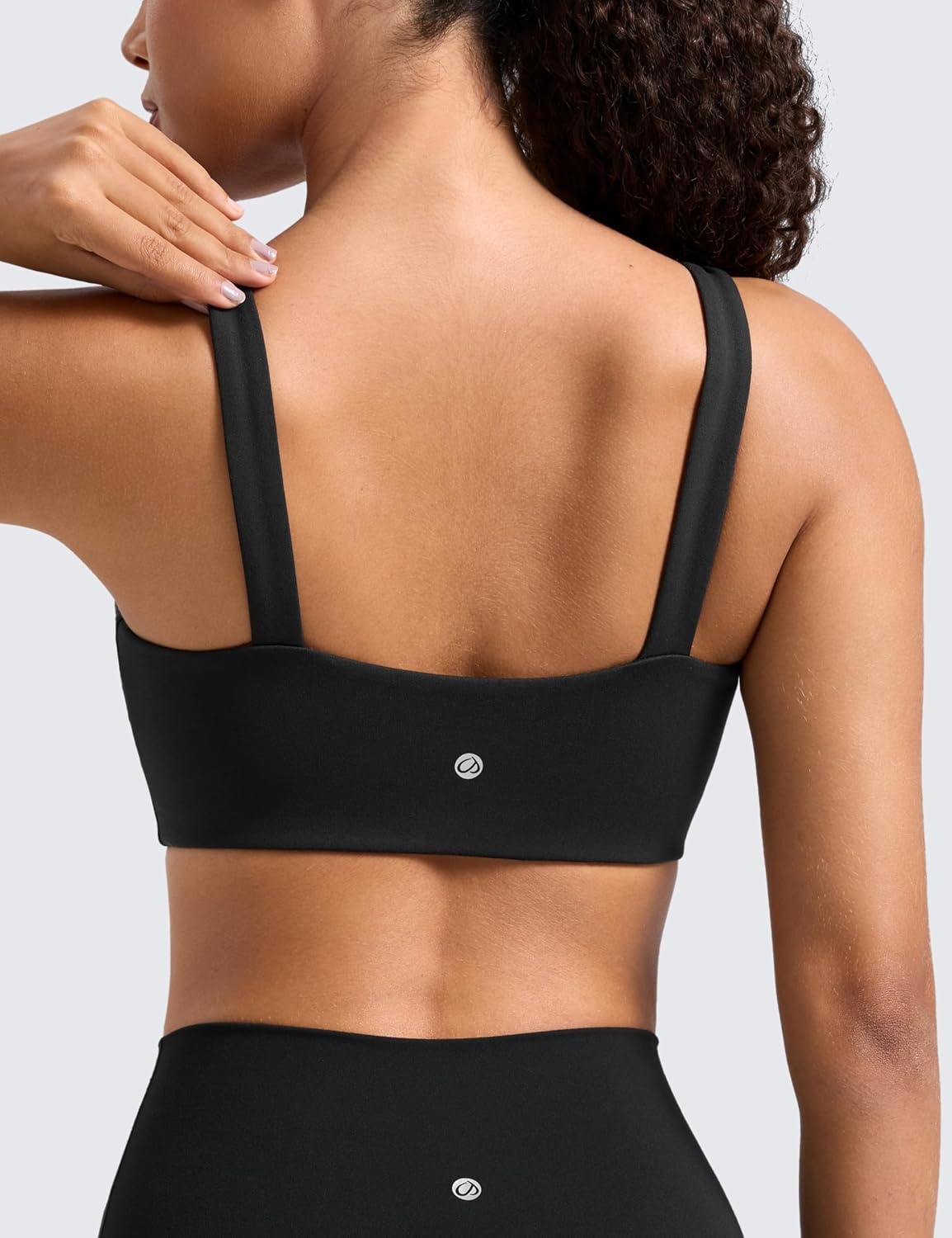 image:imageCRZ YOGA Butterlift Minimal Square Sports Bras for Women Padded Supportive Wide Straps Yoga Workout TopBlack