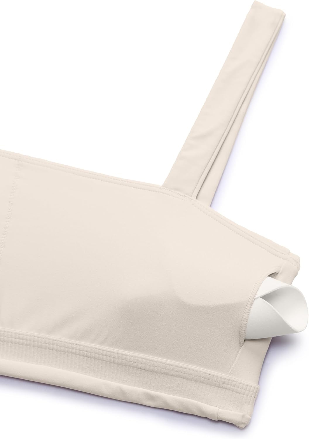 image:imageCRZ YOGA Butterlift Minimal Square Sports Bras for Women Padded Supportive Wide Straps Yoga Workout TopMojave Tan