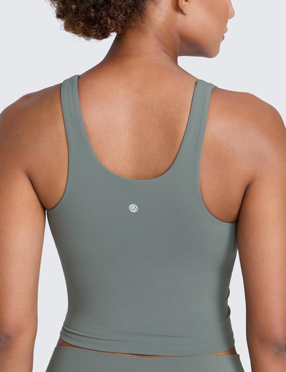 image:imageCRZ YOGA Butterlift Racerback Crop Tank Tops for Women U Neck Yoga Padded Longline Sports Bras Pilates WorkoutGrey Sage