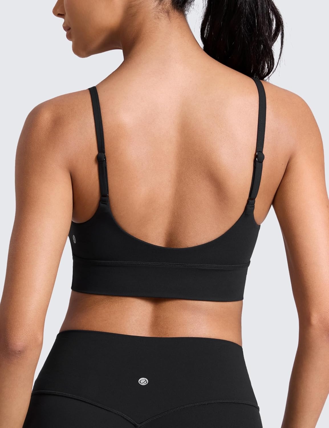 image:imageCRZ YOGA Butterlift Scoop Neck Longline Sports Bras for Women Padded Cami Tank Adjustable Spaghetti Strap Workout Crop TopBlack