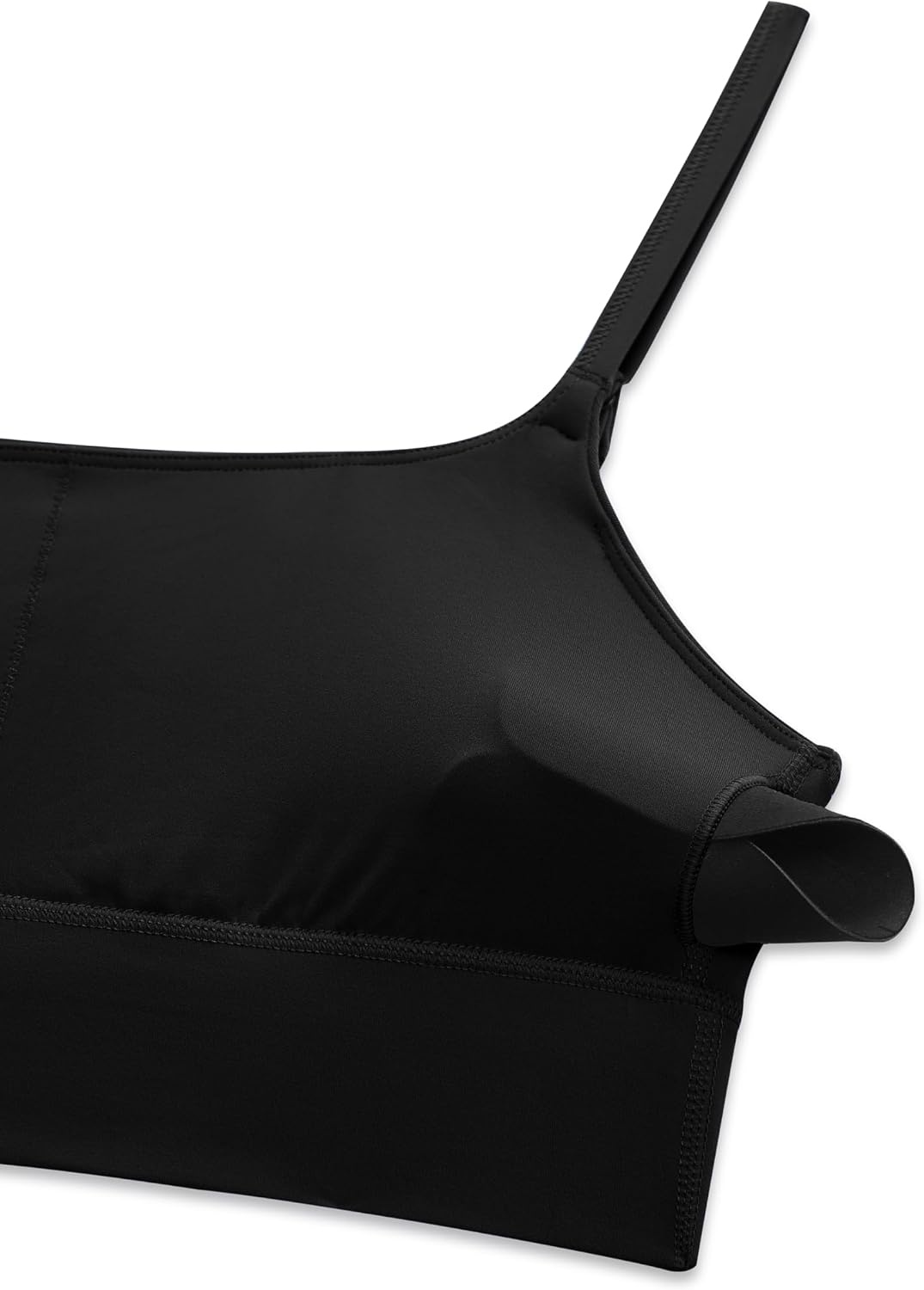 image:imageCRZ YOGA Butterlift Scoop Neck Longline Sports Bras for Women Padded Cami Tank Adjustable Spaghetti Strap Workout Crop TopBlack