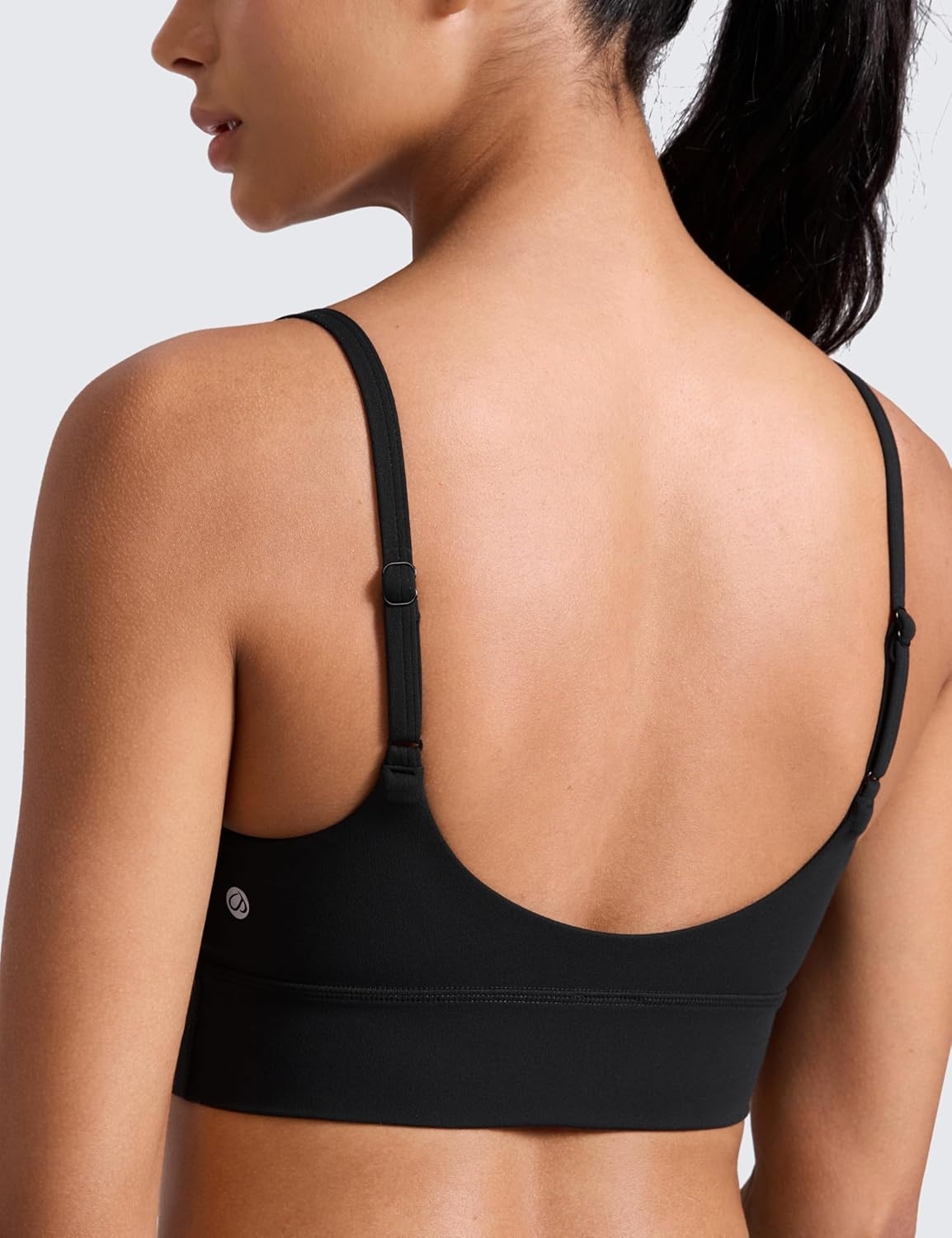 image:imageCRZ YOGA Butterlift Scoop Neck Longline Sports Bras for Women Padded Cami Tank Adjustable Spaghetti Strap Workout Crop TopBlack