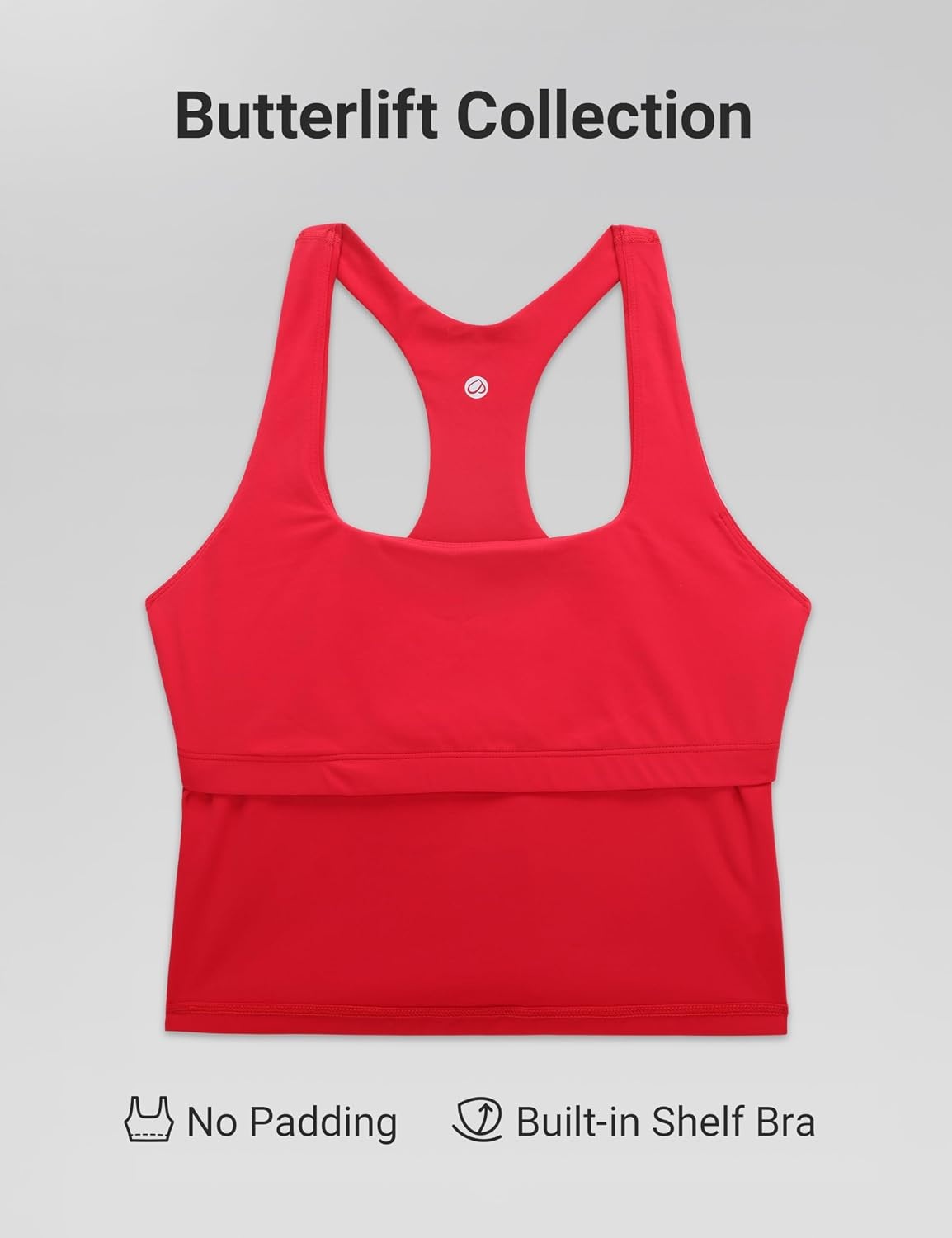 image:imageCRZ YOGA Butterlift Square Neck Crop Tank Tops for Women Longline Racerback Sports Bras Yoga Cami Non PaddedAurora Red