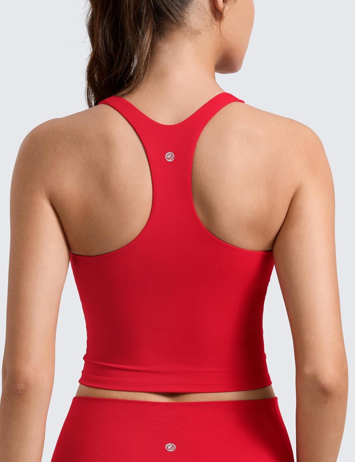 image:imageCRZ YOGA Butterlift Square Neck Crop Tank Tops for Women Longline Racerback Sports Bras Yoga Cami Non PaddedAurora Red