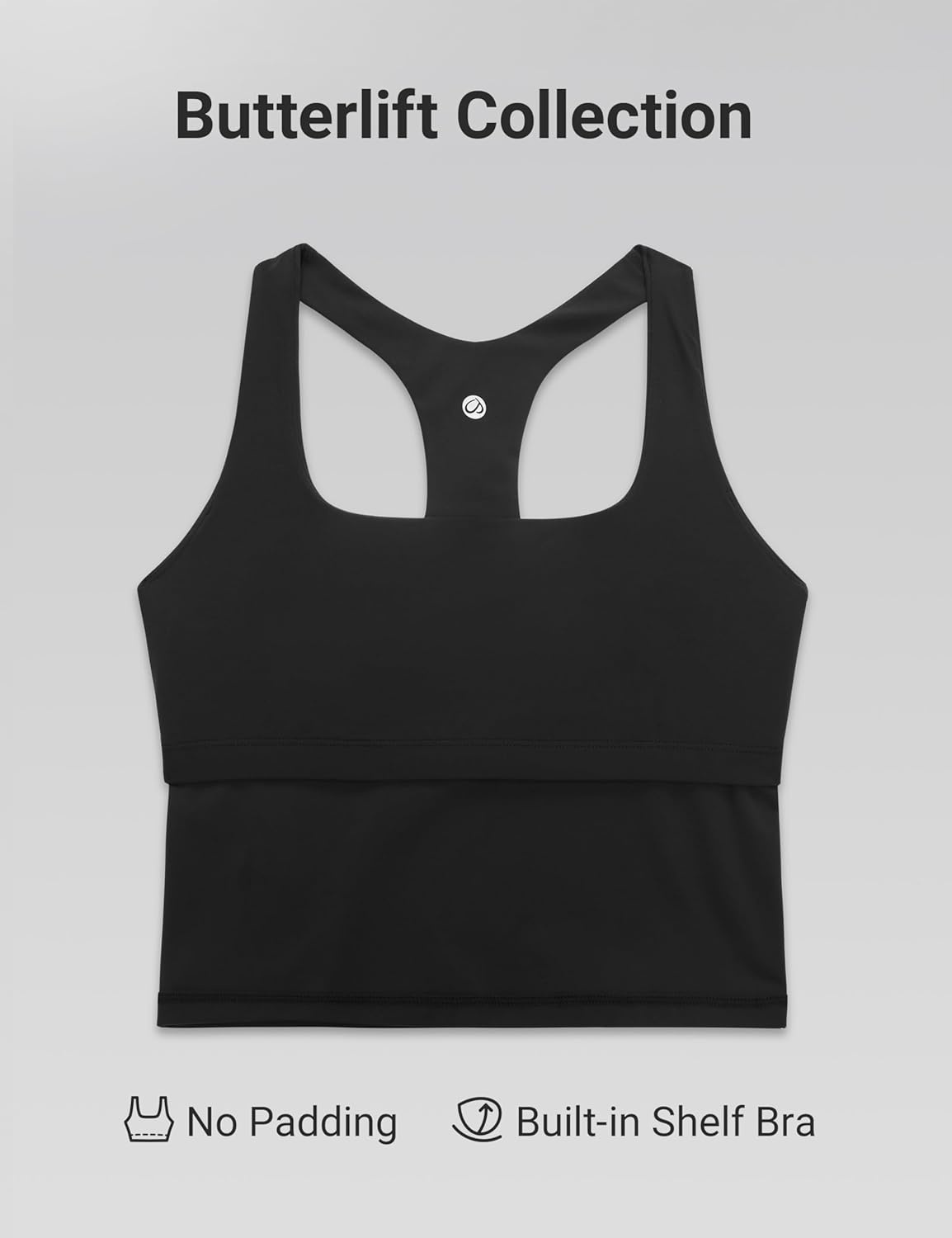 image:imageCRZ YOGA Butterlift Square Neck Crop Tank Tops for Women Longline Racerback Sports Bras Yoga Cami Non PaddedBlack