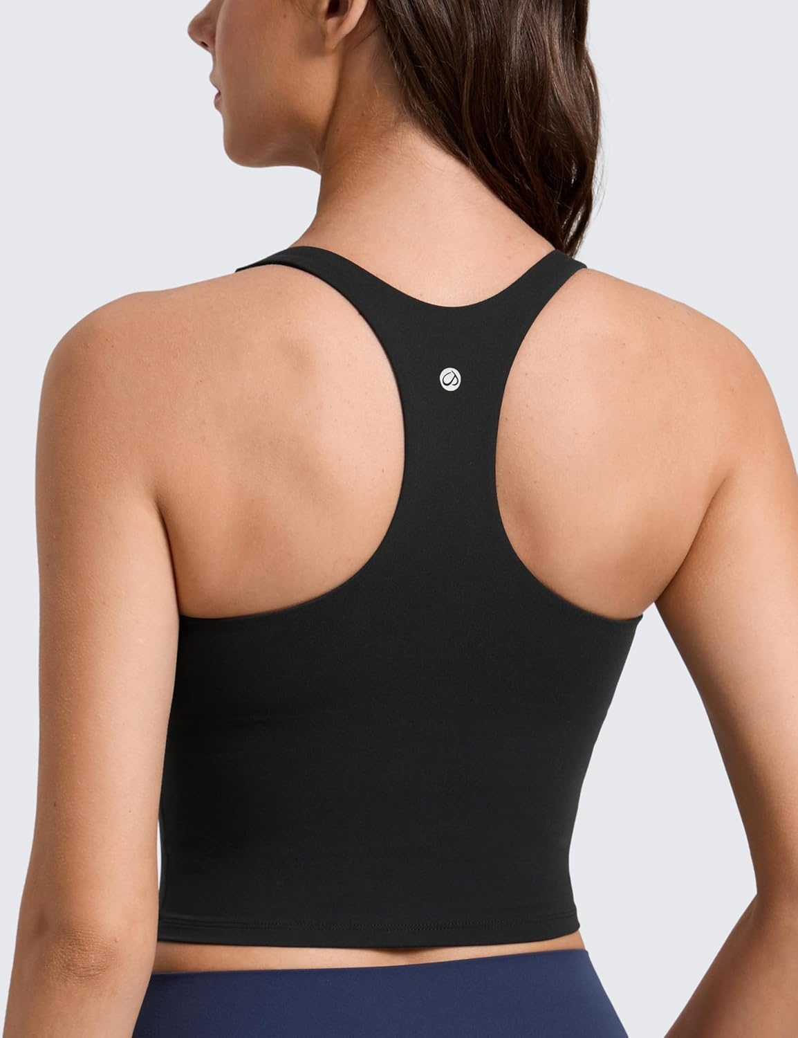 image:imageCRZ YOGA Butterlift Square Neck Crop Tank Tops for Women Longline Racerback Sports Bras Yoga Cami Non PaddedBlack