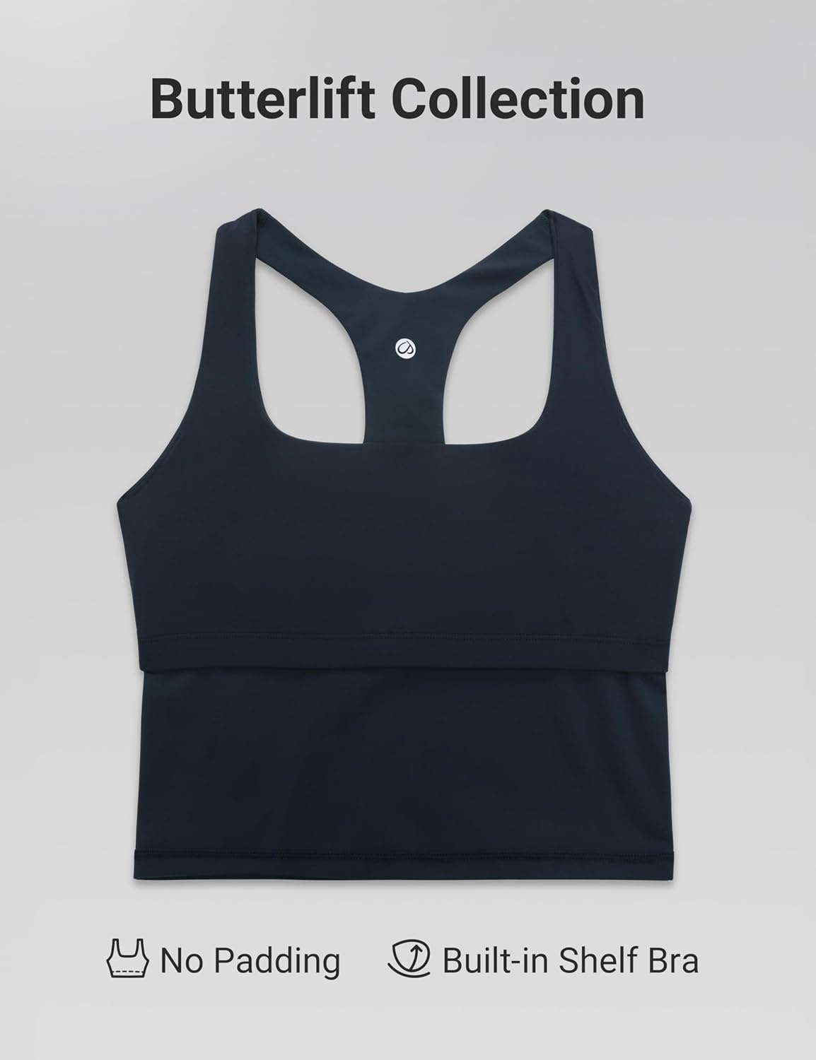 image:imageCRZ YOGA Butterlift Square Neck Crop Tank Tops for Women Longline Racerback Sports Bras Yoga Cami Non PaddedTrue Navy