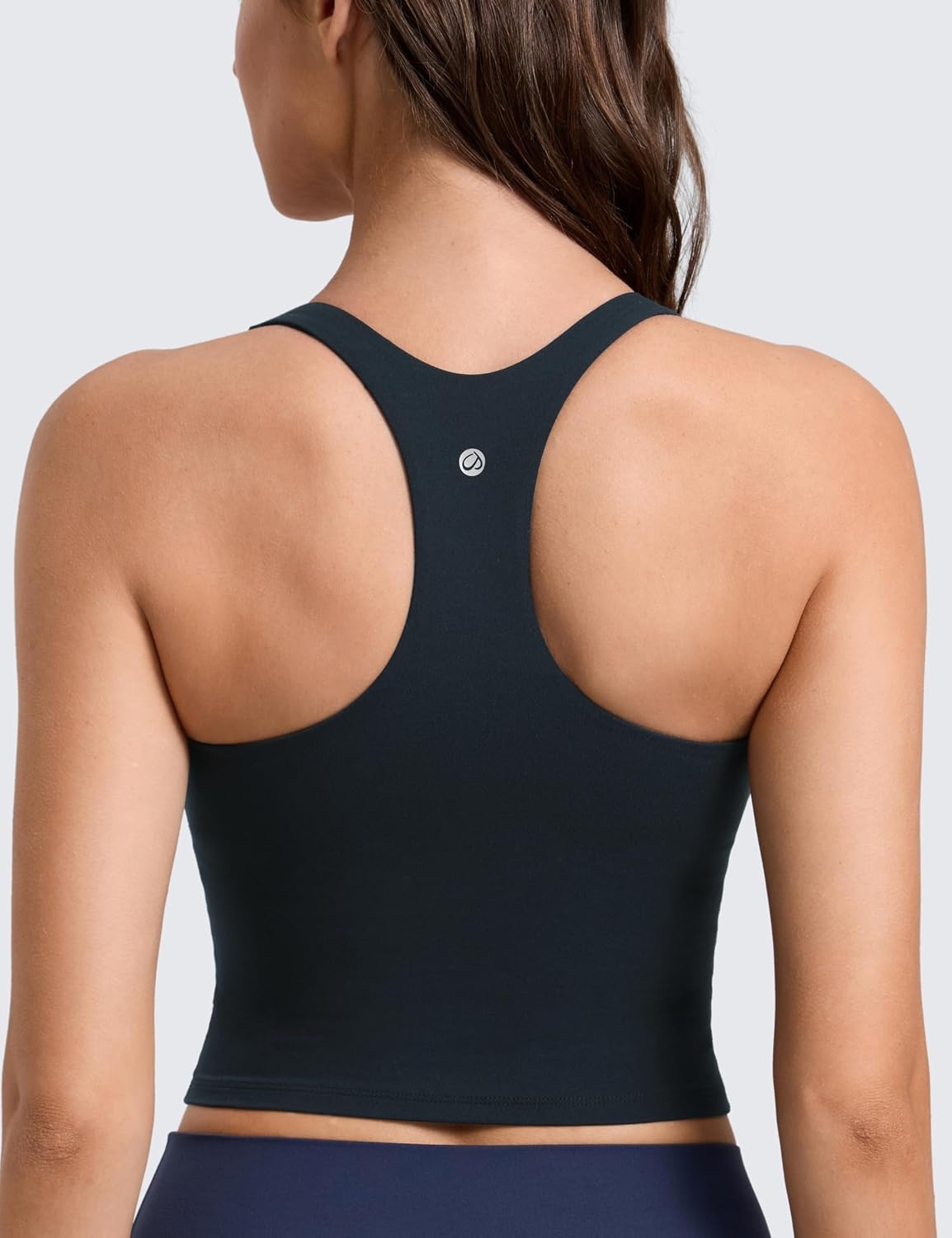 image:imageCRZ YOGA Butterlift Square Neck Crop Tank Tops for Women Longline Racerback Sports Bras Yoga Cami Non PaddedTrue Navy