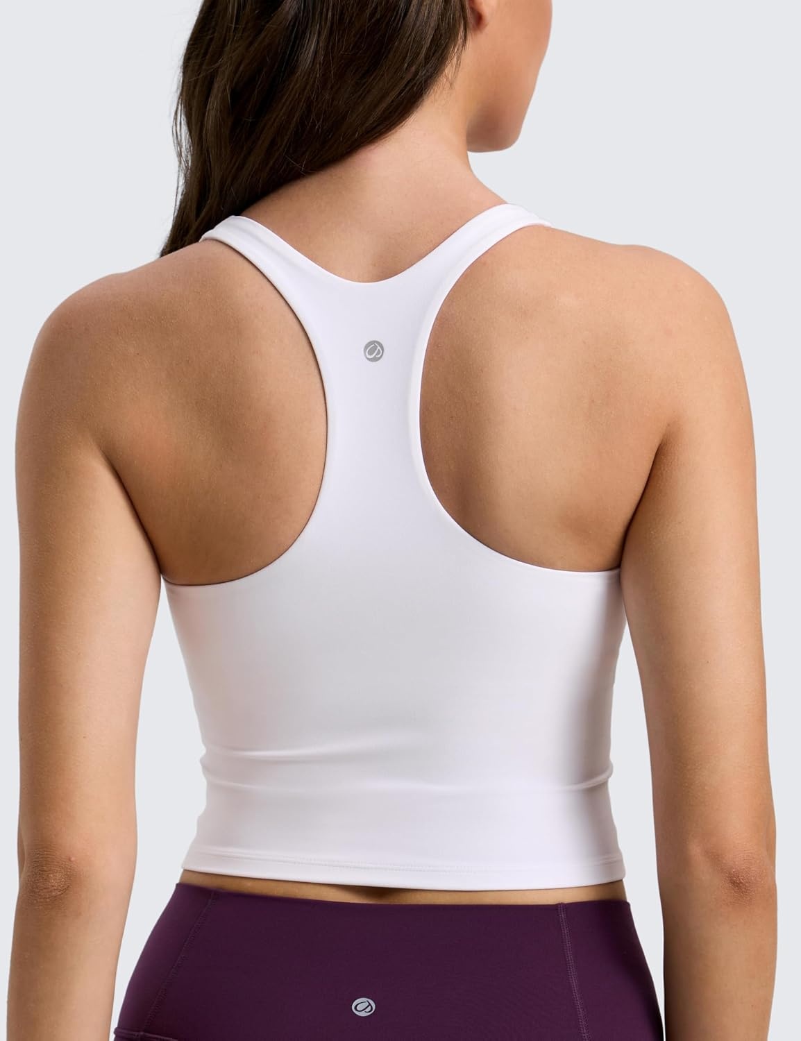 image:imageCRZ YOGA Butterlift Square Neck Crop Tank Tops for Women Longline Racerback Sports Bras Yoga Cami Non PaddedWhite