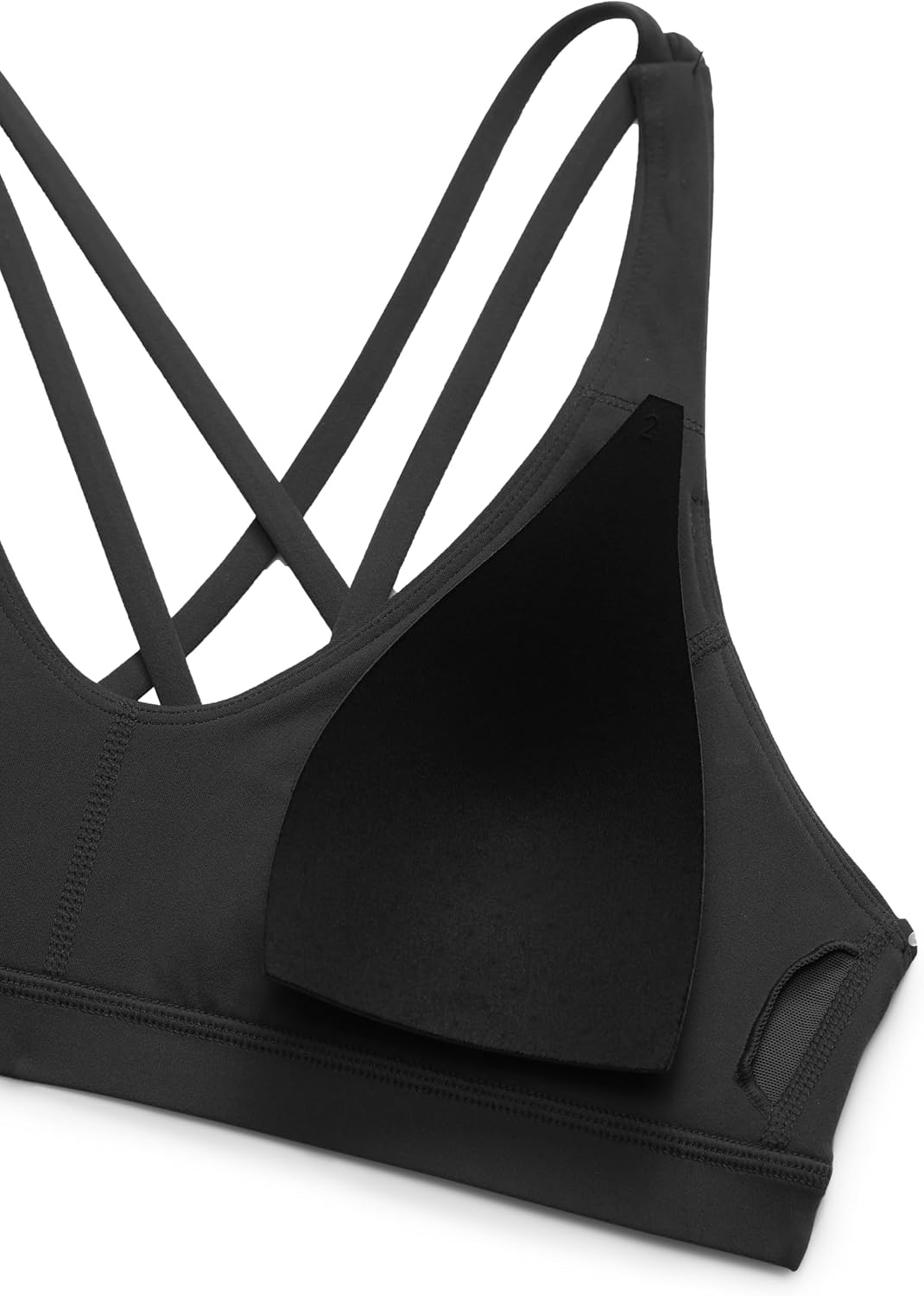 image:imageCRZ YOGA Butterlift Strappy Sports Bras for Women Padded Low Cut Scoop Neck Cross Back Pilates Yoga TopBlack