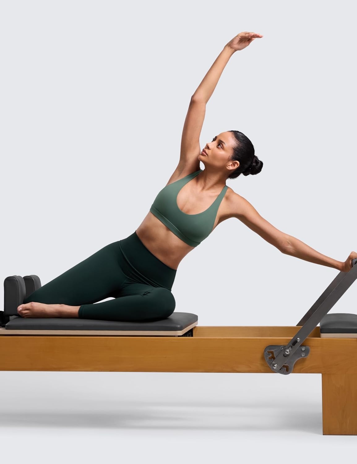 image:imageCRZ YOGA Butterlift Strappy Sports Bras for Women Padded Low Cut Scoop Neck Cross Back Pilates Yoga TopDark Forest Green