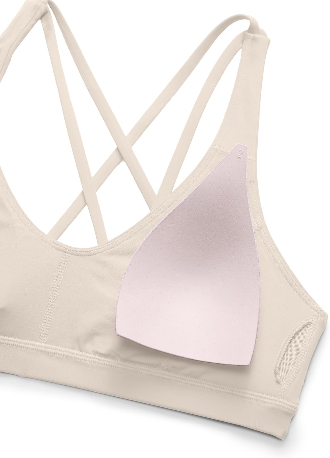 image:imageCRZ YOGA Butterlift Strappy Sports Bras for Women Padded Low Cut Scoop Neck Cross Back Pilates Yoga TopMojave Tan