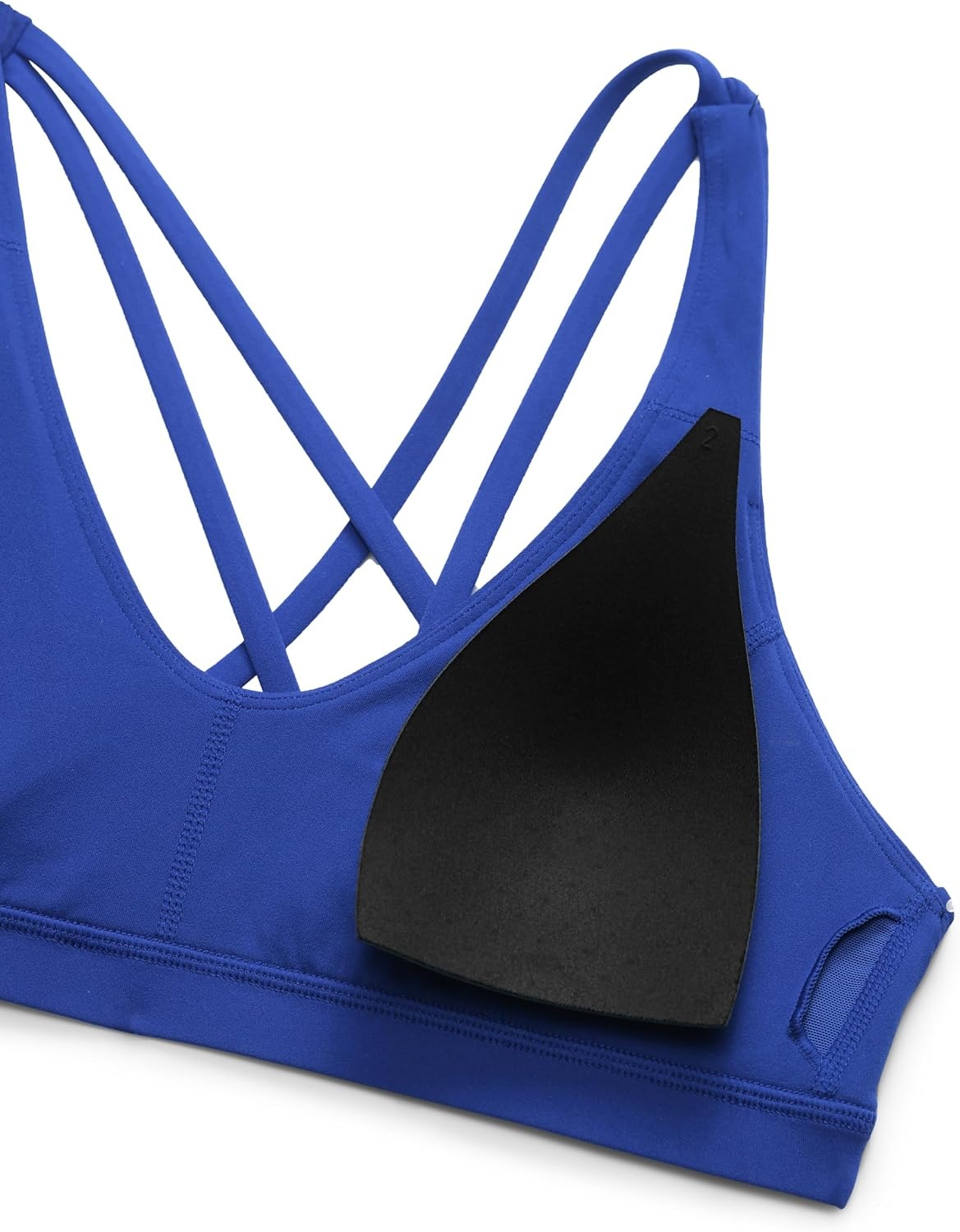 image:imageCRZ YOGA Butterlift Strappy Sports Bras for Women Padded Low Cut Scoop Neck Cross Back Pilates Yoga TopWaves Blue