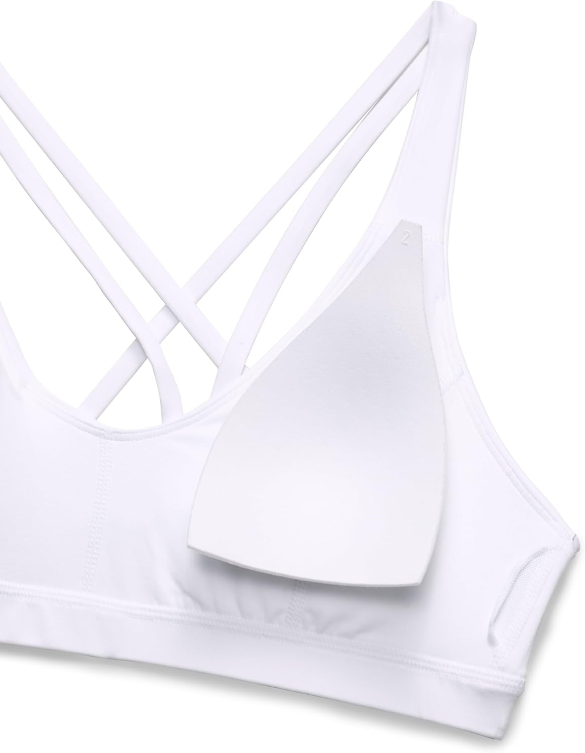image:imageCRZ YOGA Butterlift Strappy Sports Bras for Women Padded Low Cut Scoop Neck Cross Back Pilates Yoga TopWhite