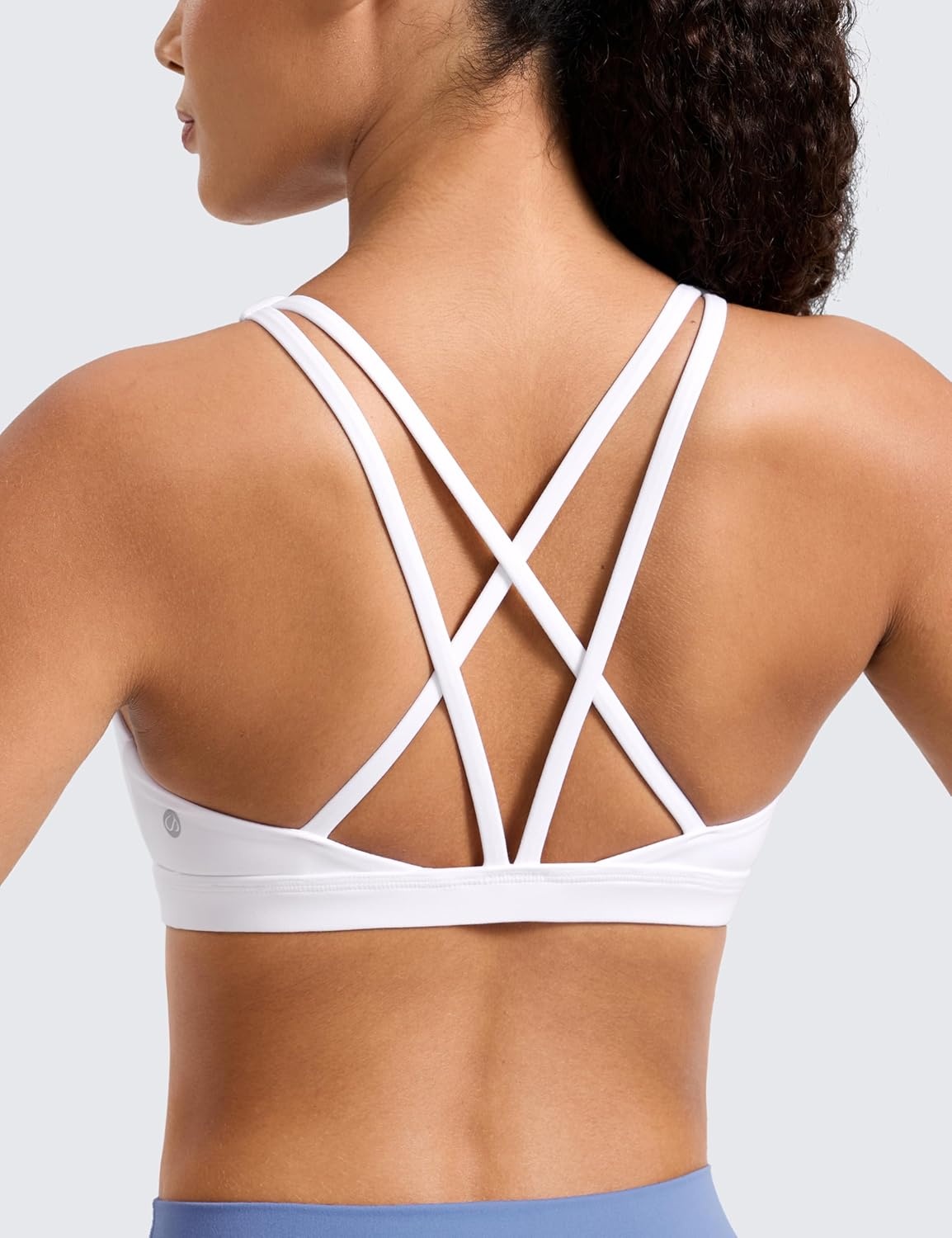image:imageCRZ YOGA Butterlift Strappy Sports Bras for Women Padded Low Cut Scoop Neck Cross Back Pilates Yoga TopWhite