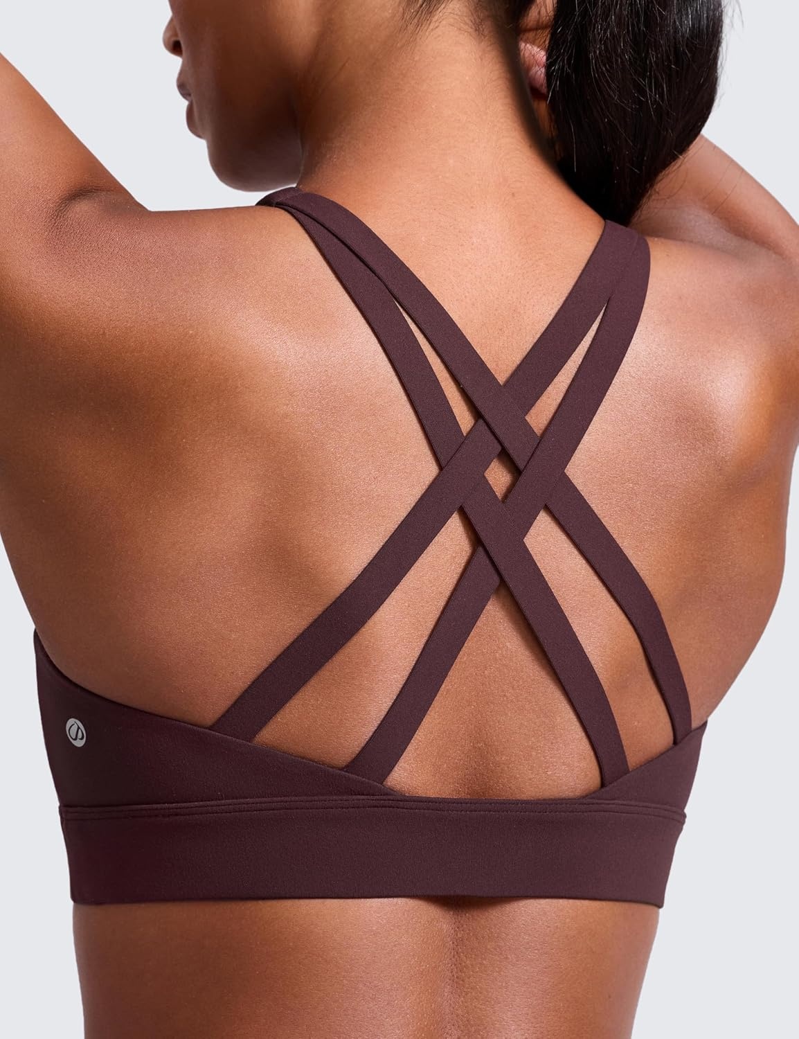 image:imageCRZ YOGA Butterlift Wide Criss Cross Straps Supportive Sports Bras for Women Medium Impact Strappy Gym Padded Workout TopRipe Plum
